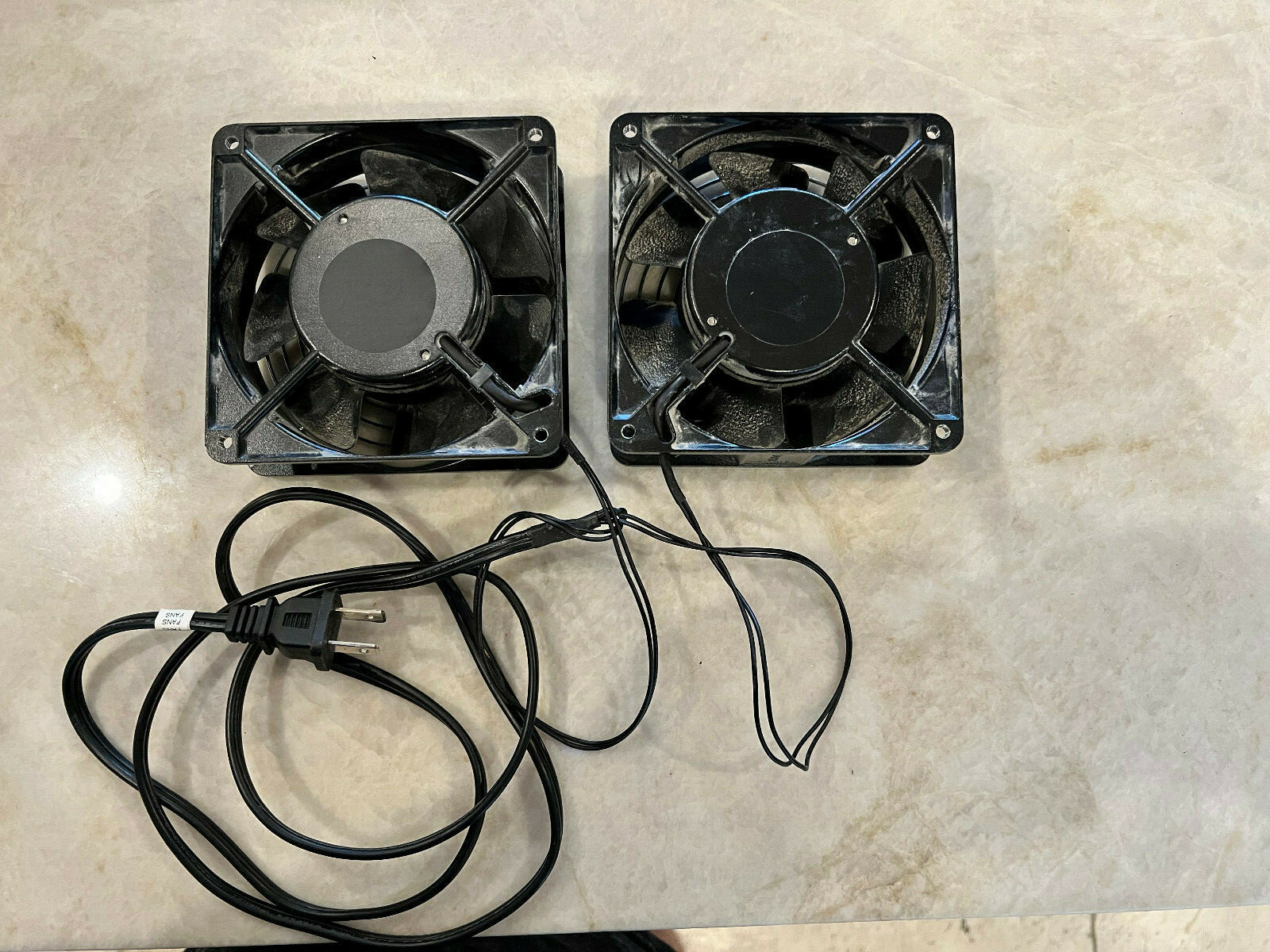 2 AC 120mm x 38mm 110V Dual Ball Metal Cooling Fans