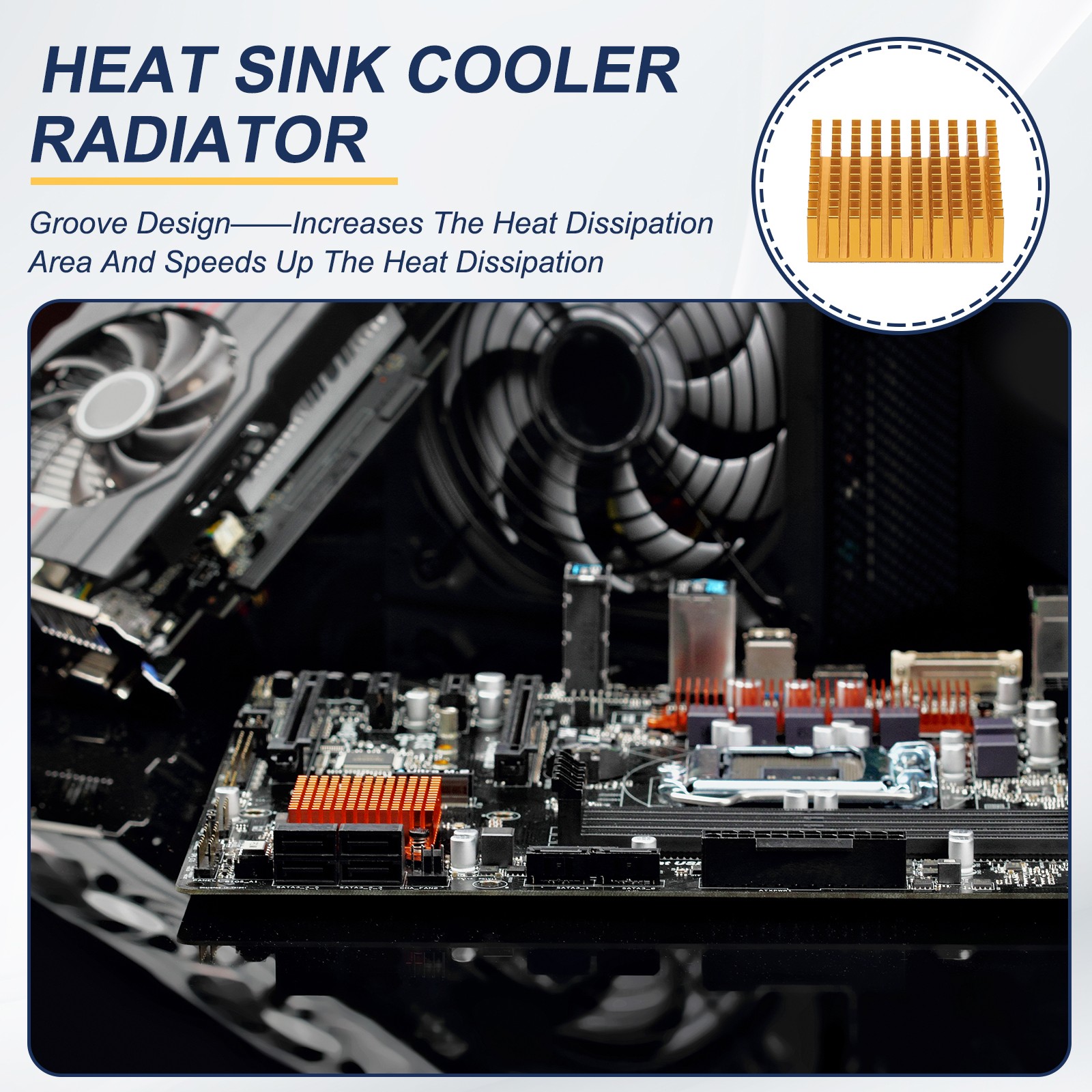 6 Pcs Heatsink 7x7x6mm Aluminum Heat Sink with Thermal Blue Sticker Black