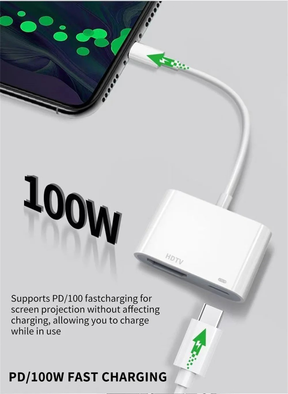 USB C to HDMI Adapter for iPhone 17/16/15 TV, Type C 4K@30Hz, White