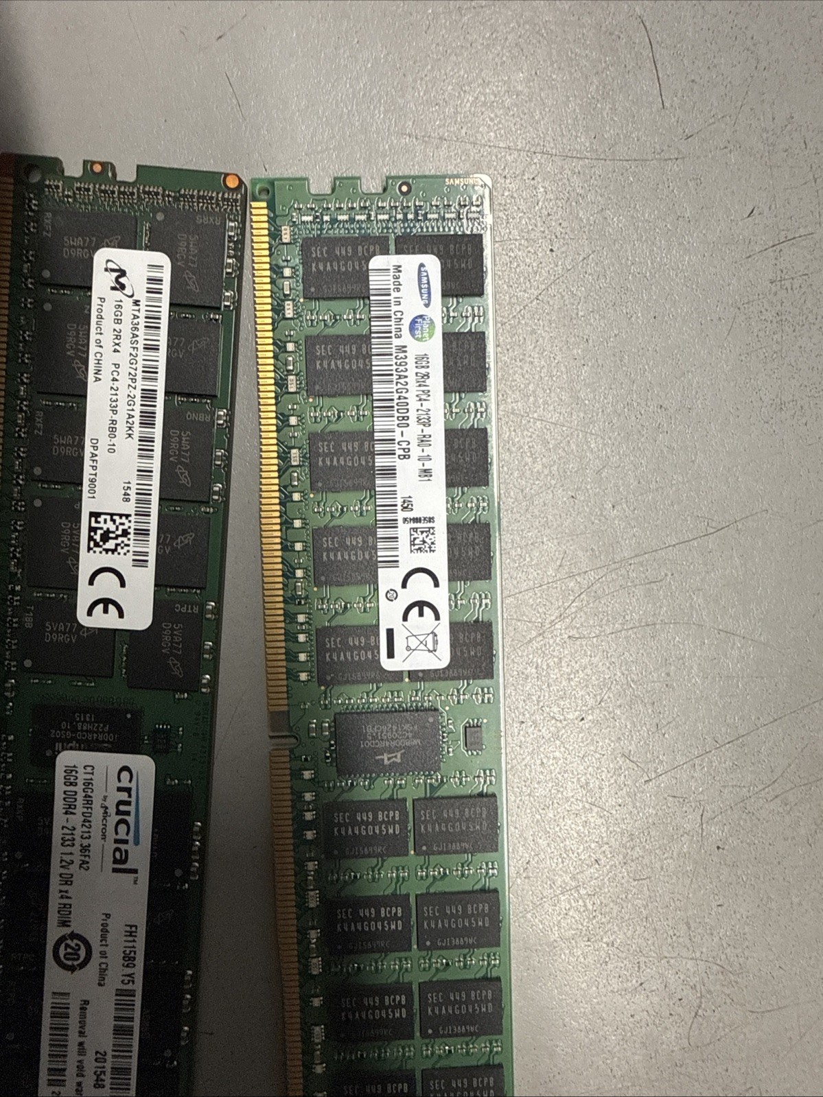 Lot of 18- 16GB Crucial 2Rx4 PC4-2133P-RB0-10 DDR4 ECC Server Ram