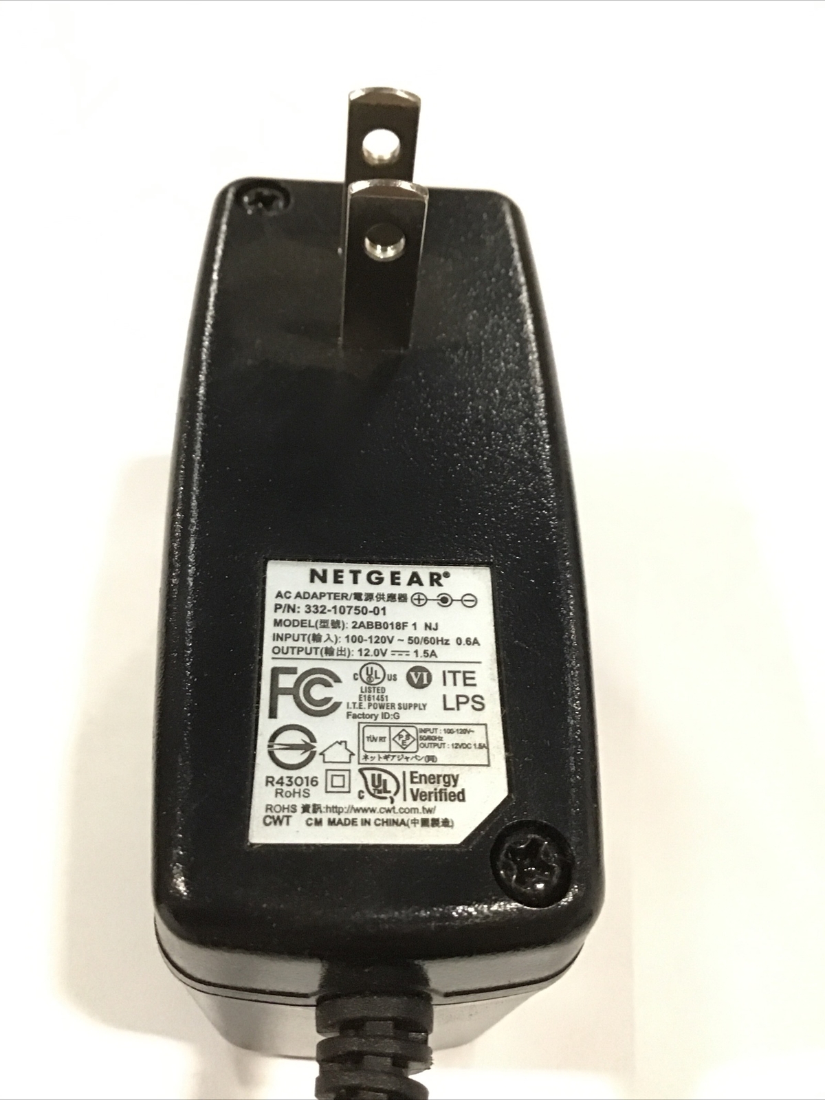 Lot of 10 – NETGEAR 12V 1.5A AC ADAPTER 2ABB018F 332-10927-01 Power Supply 5.5mm