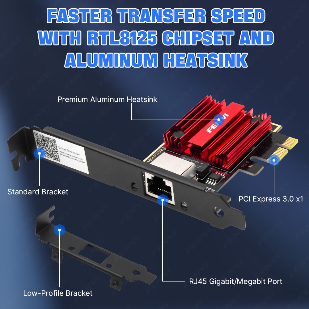 2.5GB PCIe Network Card PCIe to 2.5 Gigabit Ethernet Network Adapter for Windows