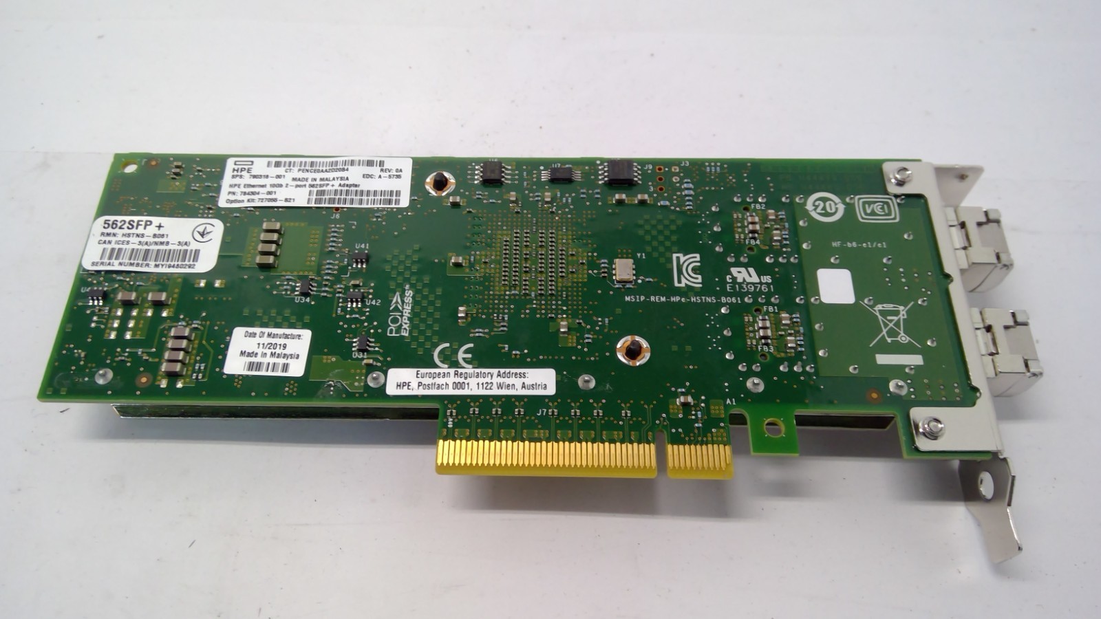 HP 562SFP+ 10Gb 2-port Ethernet Adapter 790316-001 784304-001 727055-B21 HPE