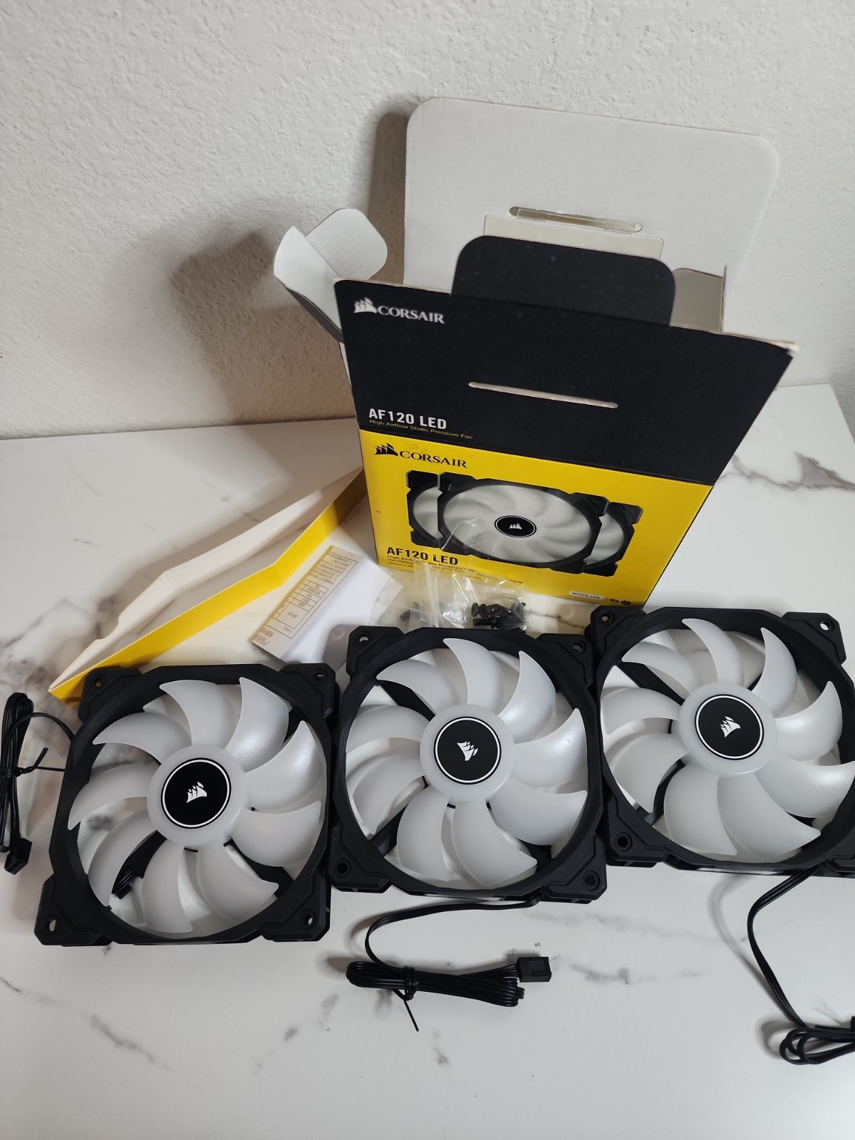 Corsair AF120 LED White 120mm Case Fans 1400RPM – NEW (SEALED) – PACK OF 3