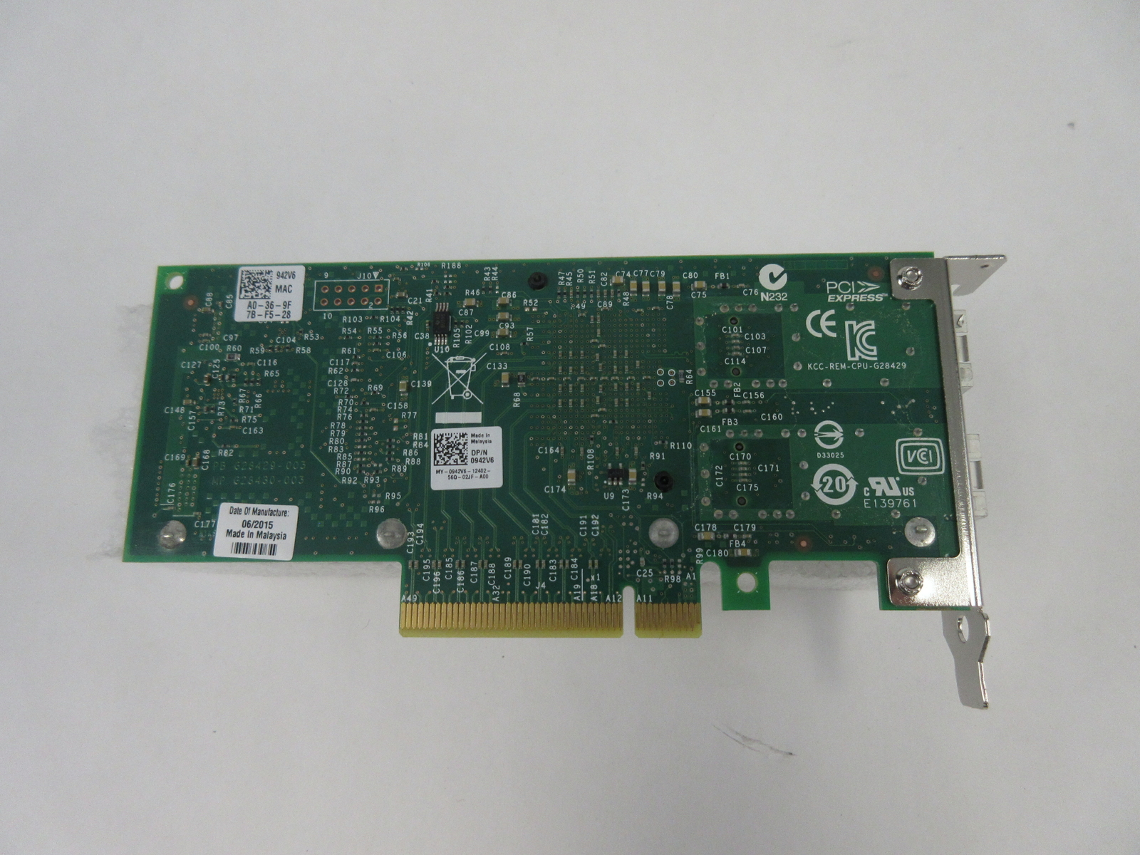Dell Intel X520-DA2 10G Dual Port Network Adapter Low Profile D P/N 942V6 C4*552