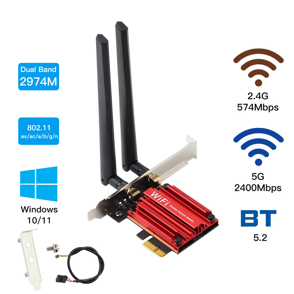 Intel AX200 AX3000M WiFi 6 𝗣𝗖𝗜𝗲 𝗪𝗶𝗙𝗶 𝗖𝗮𝗿𝗱 Dual Band Network Adapter
