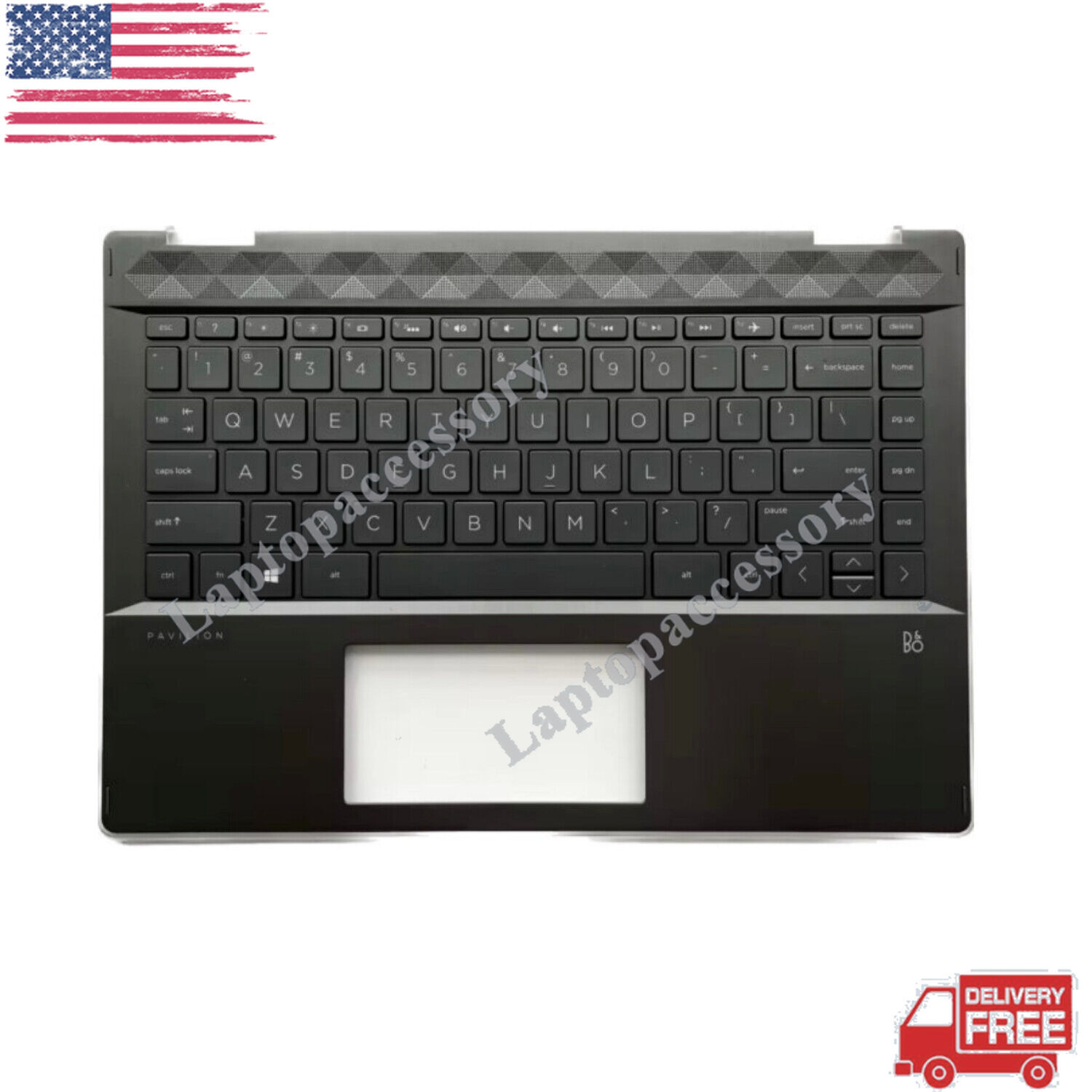 New For HP Pavilion x360 14-DH 14T-DH Palmrest Keyboard Backlit L53795-001 Black