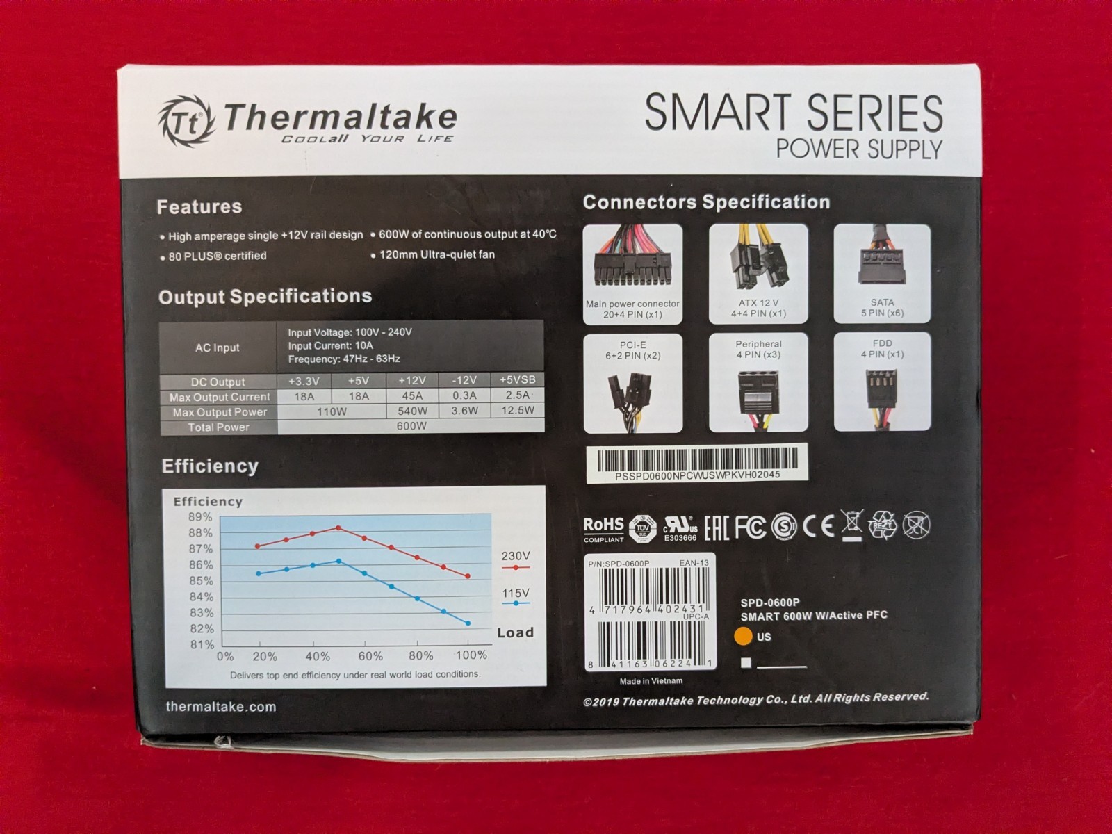 Thermaltake Smart 80 Plus Power Supply 600W