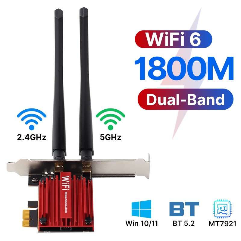 Desktop Gaming PCIe WiFi Card AX/AC Dual Band WiFi Bluetooth Network PCI Adapter