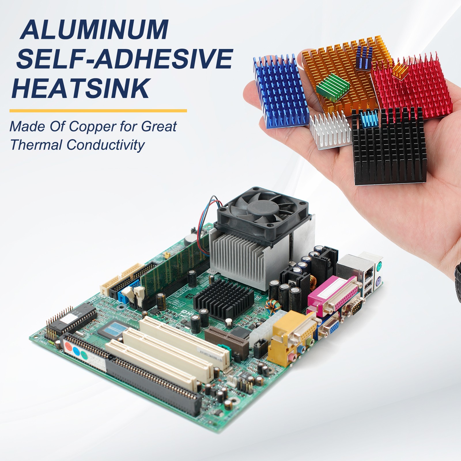6 Pcs Heatsink 7x7x6mm Aluminum Heat Sink with Thermal Blue Sticker Black