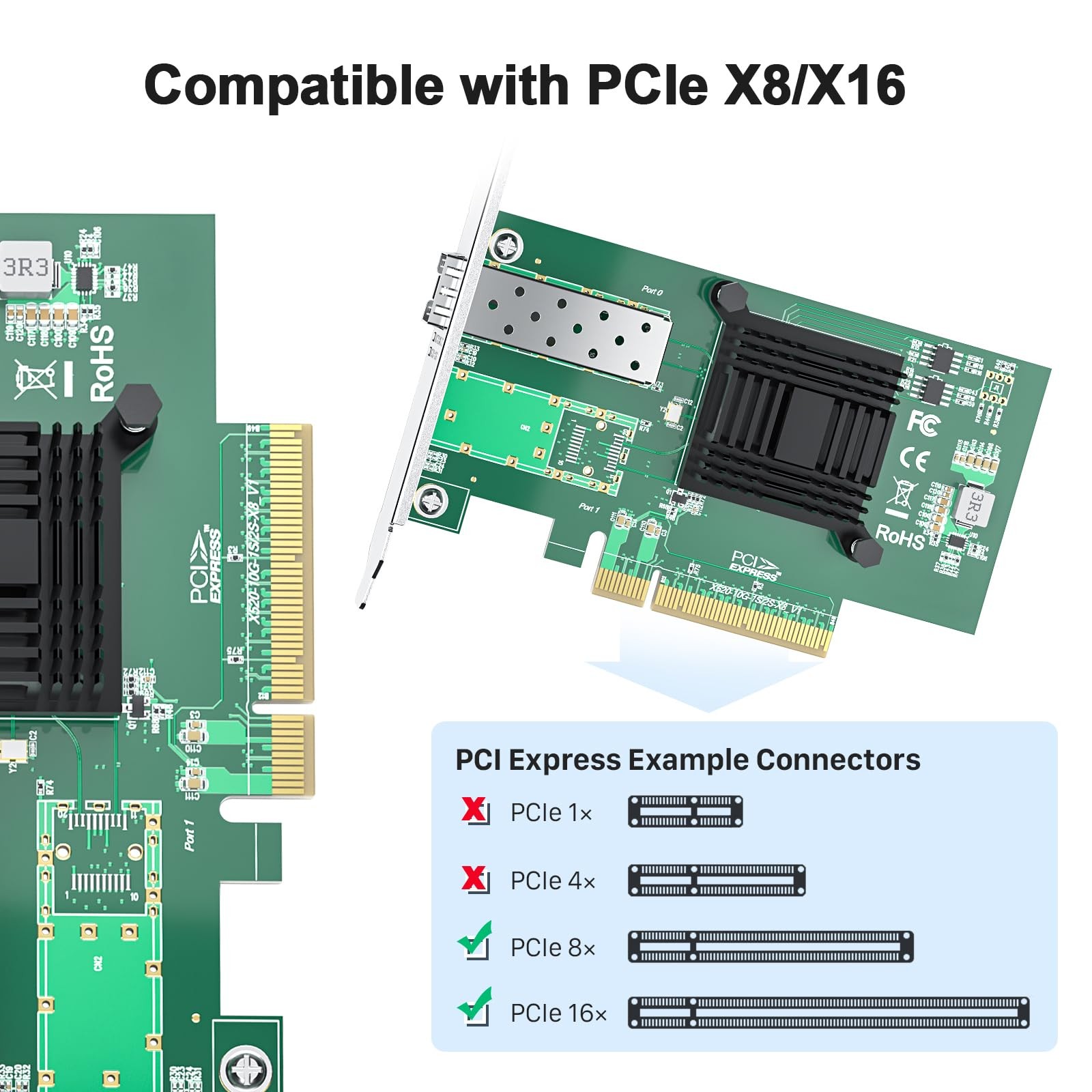 ipolex 10Gb Network Card Intel X520-DA1 Ethernet X520-10G-1S(1xSFP+), 1pc