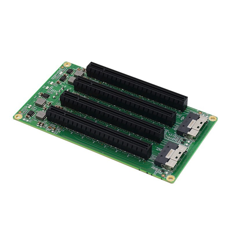 2 Port SFF-8654 to 4 PCIe x16 Slot Adapter