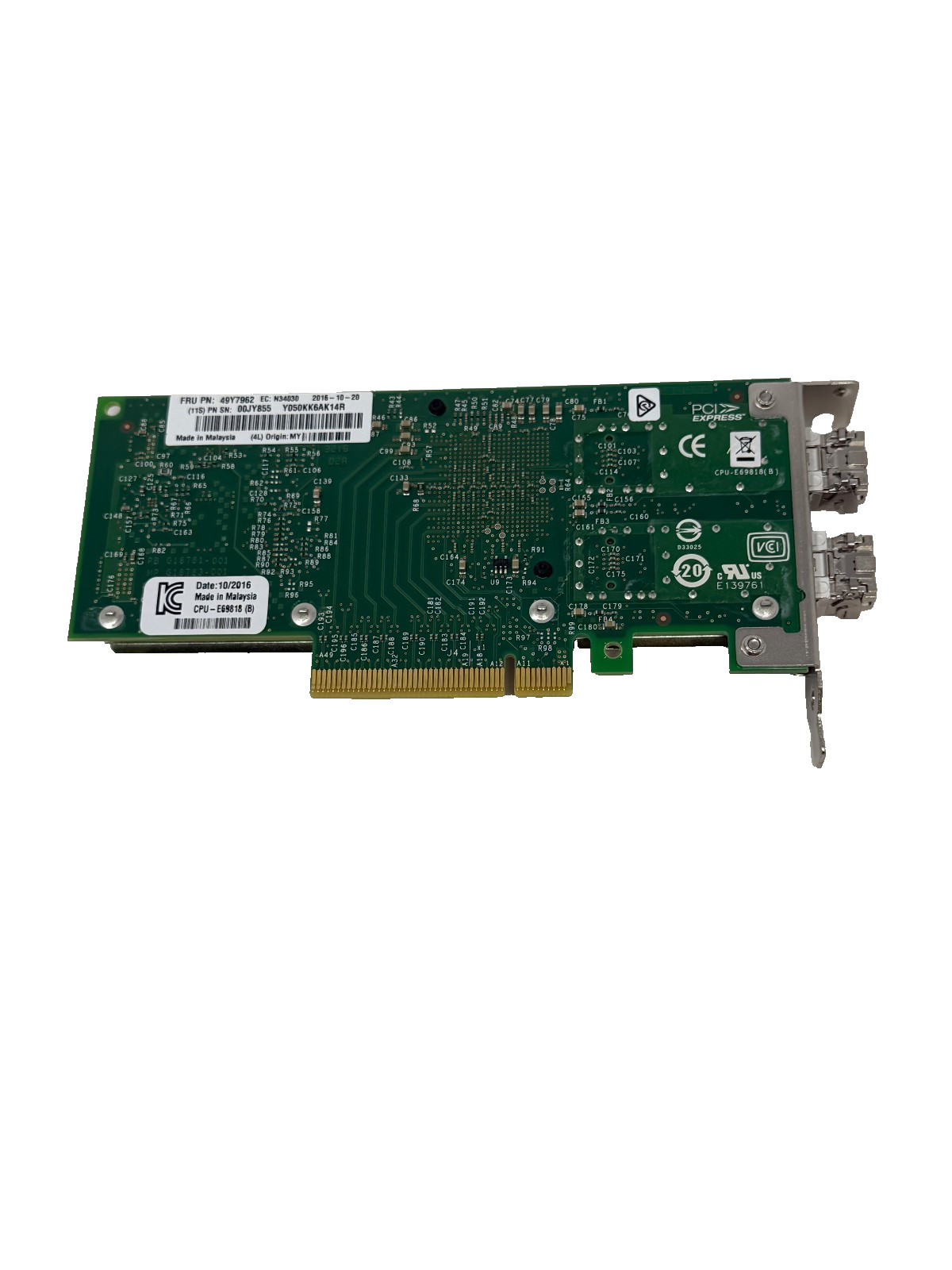 IBM Intel 49Y7962 X520-DA2 SFP+ Server Network Adapter Card (W/2 SFP)