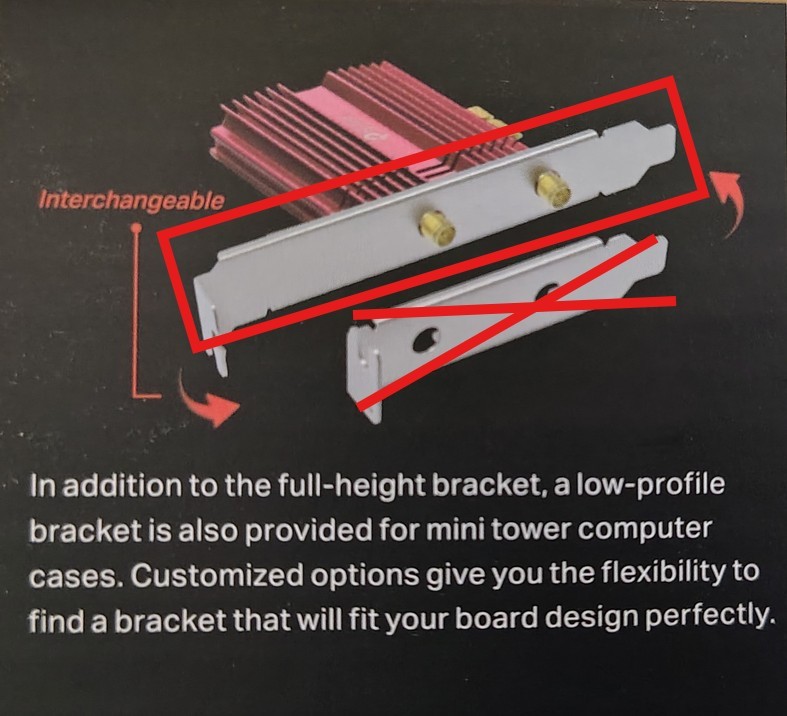 TP-Link Archer TX3000E Full Height Steel PCIe Bracket Dual SMA Antenna Mount OEM