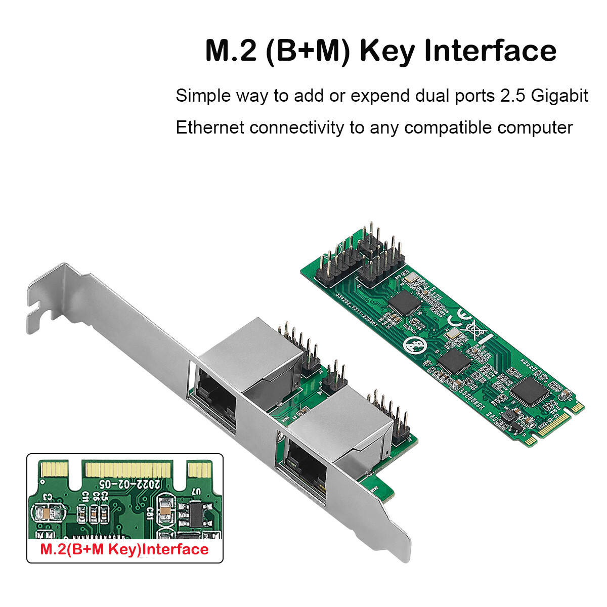 2.5G M.2 to RJ45 Ethernet Network Card M.2 B+M Key 2500 Mbps RTL8125B Chipset