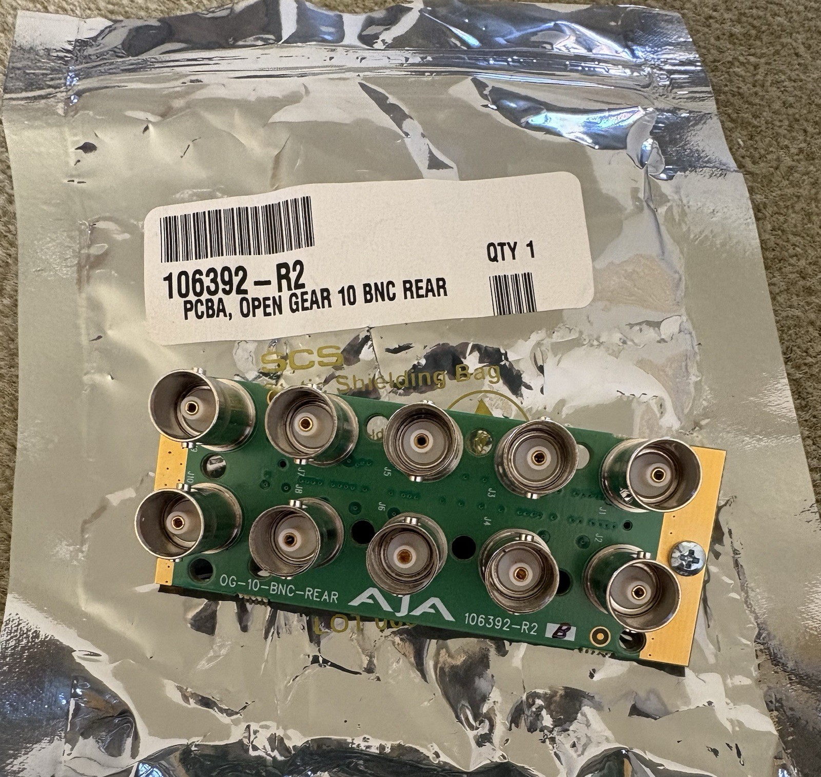 AJA OpenGear 106392-R2 AJA 10-BNC Rear Connector Module New Old Stock