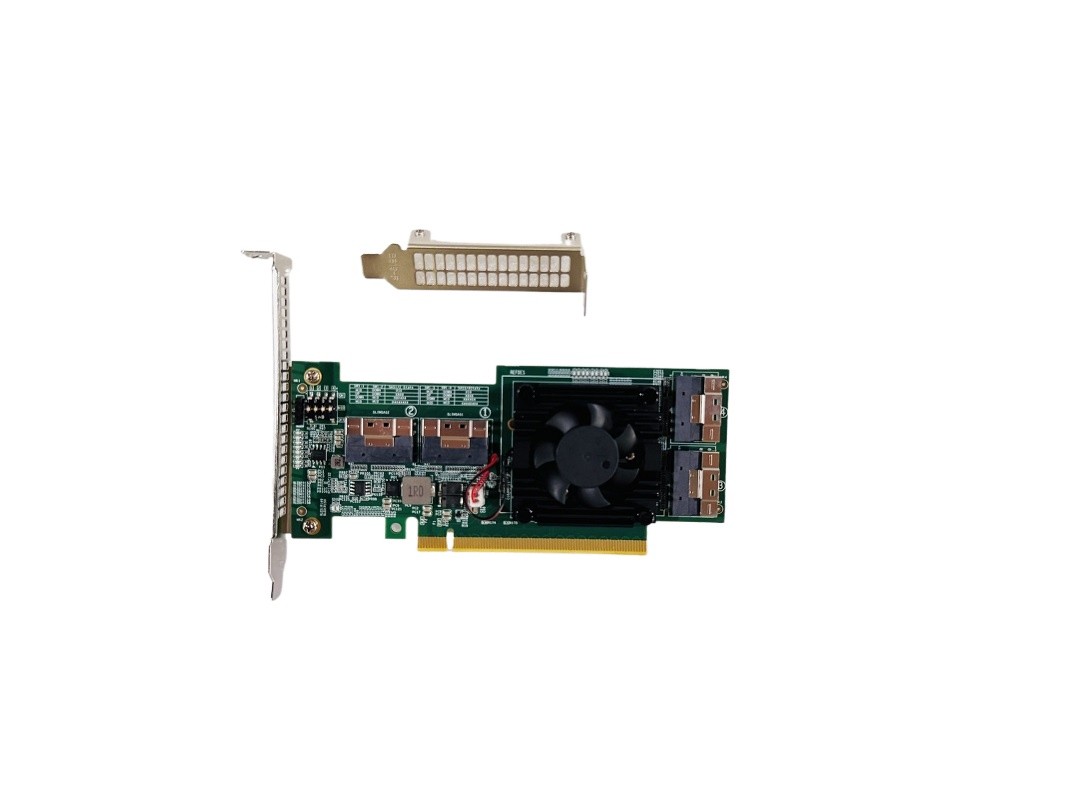 PLX8749 PCI Express x16 to 4x SFF-8654 8I Adapter PCI-E X8 + 4*Baseplate 4*Cable