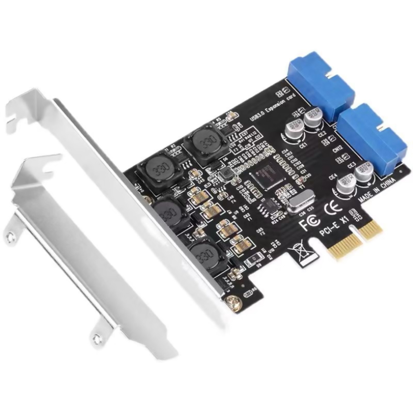 PCIE to Internal 2 Port 19Pin Header 4 Port USB 3.0 Expansion Card 8cm Low
