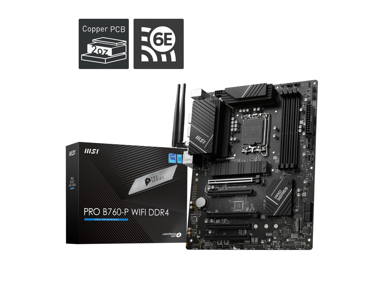 MSI PRO B760-P WIFI DDR4 LGA 1700 (l12th&13th Gen), SATA 6Gb/s motherboard, WiF