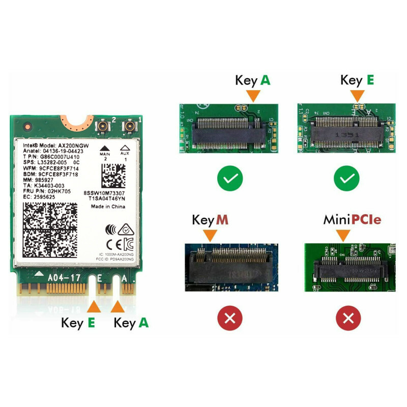 Wifi 6 Intel AX200 NGFF M.2 Dual Band BT 5.2 Wireless Network Card with Antennas