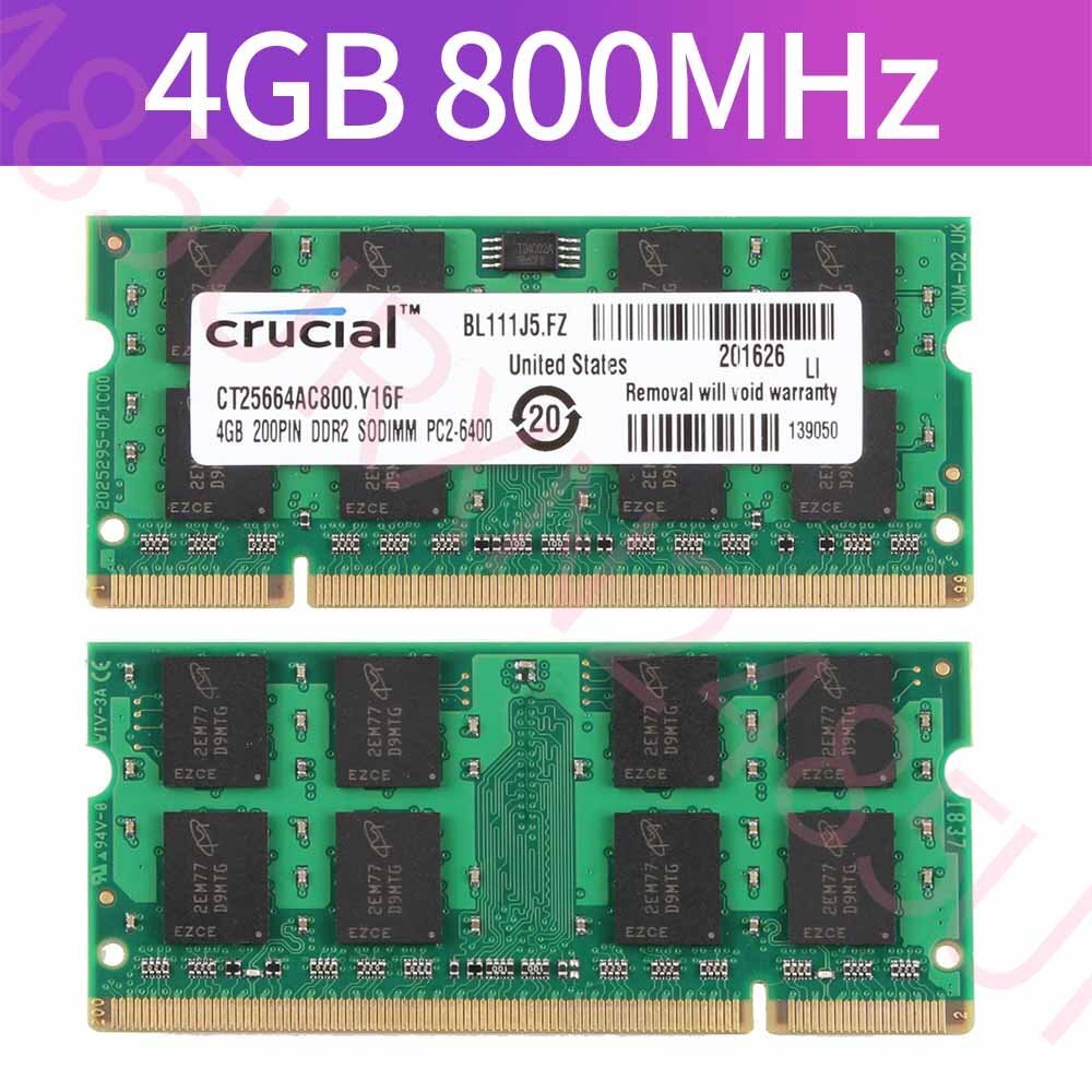 8GB 4GB DDR2 PC2-6400 800 Laptop RAM Crucial For Dell Inspiron 1440 1545 1750