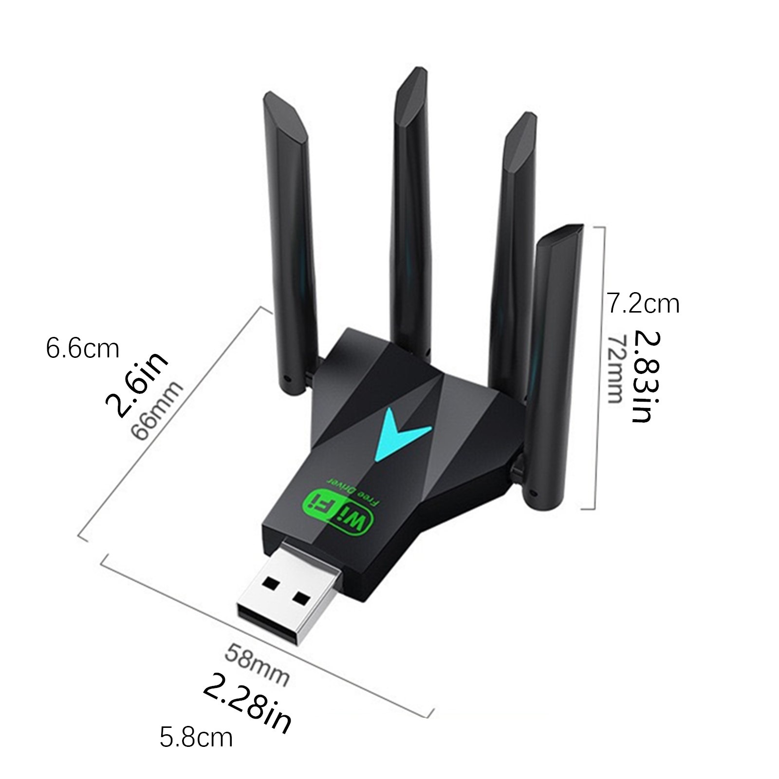 2.4G 400Mbps & 5G 867Mbps USB 3.0 WiFi Adapter For Windows XP/7/8/8.1/10/11