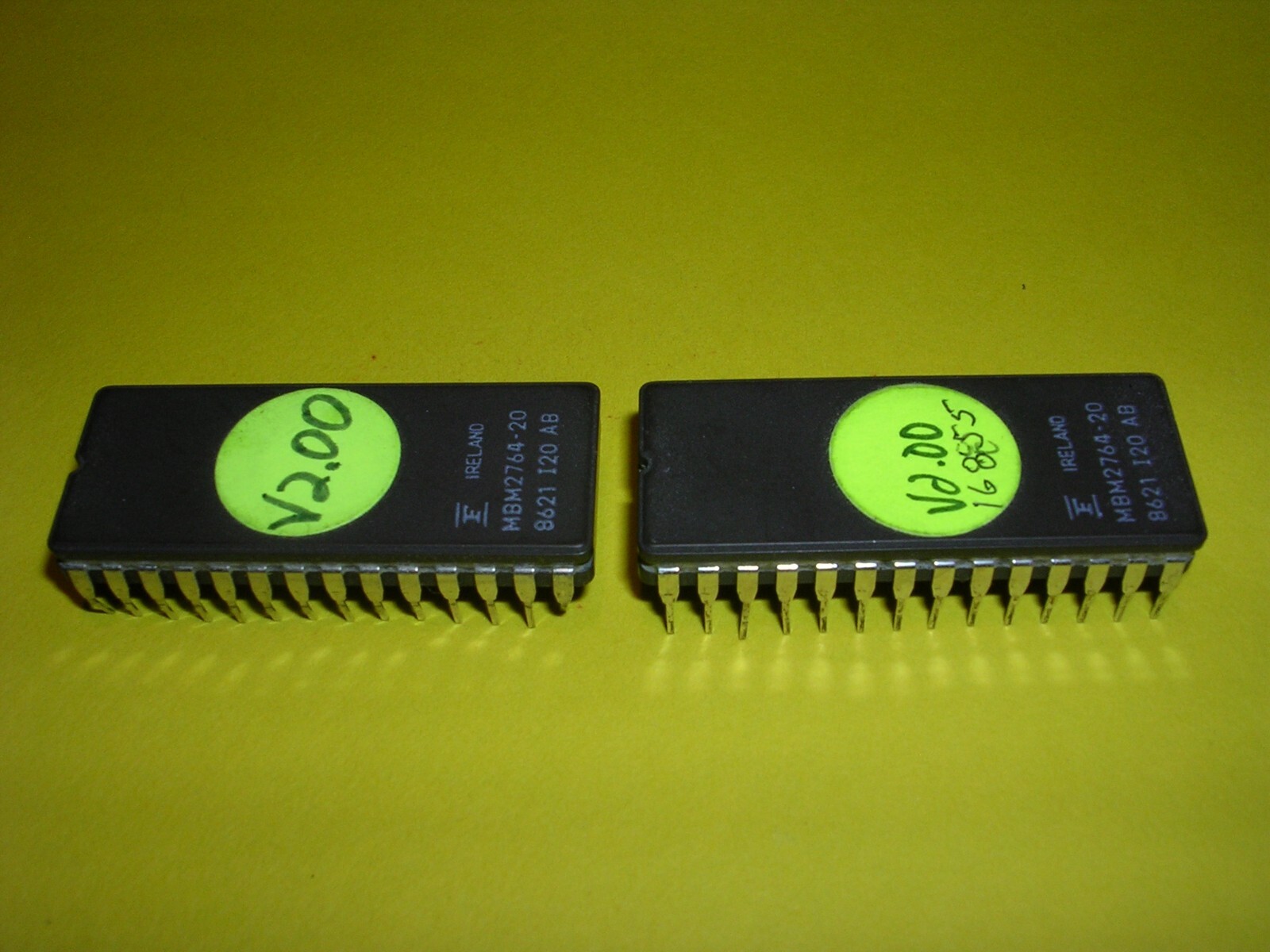 Two (2) Fujitsu MBM2764-20 EPROM Chips (Second Source for Intel 2764, D2764)