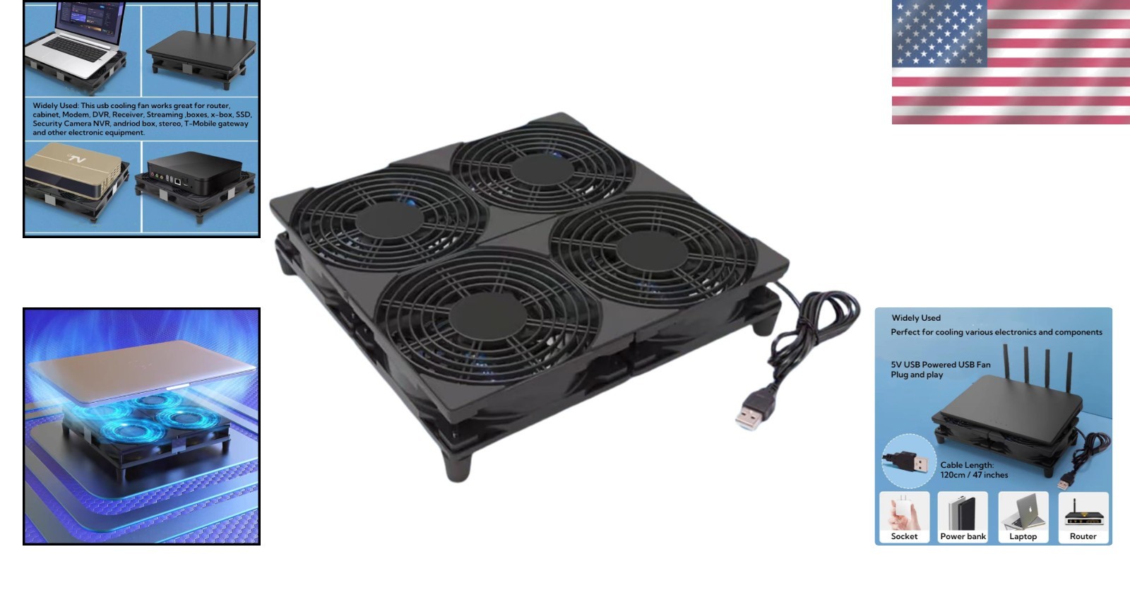Portable 5V USB Powered Cooling Fan Set – 4 Individual Fans for Maximum Airflow