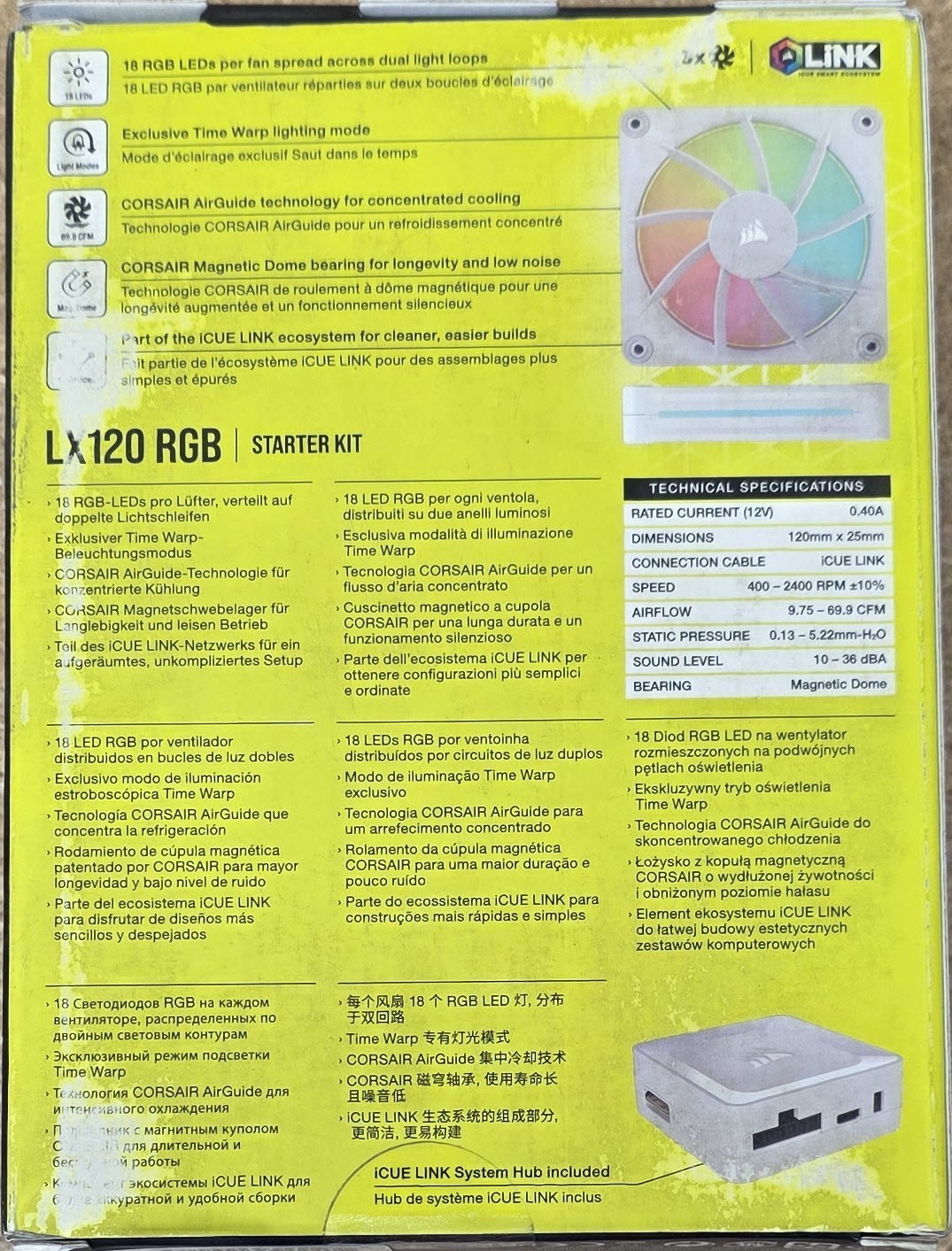CORSAIR iCUE LINK LX120 RGB Triple 120mm PWM Fan Starter Kit WHITE CO-9051030-WW