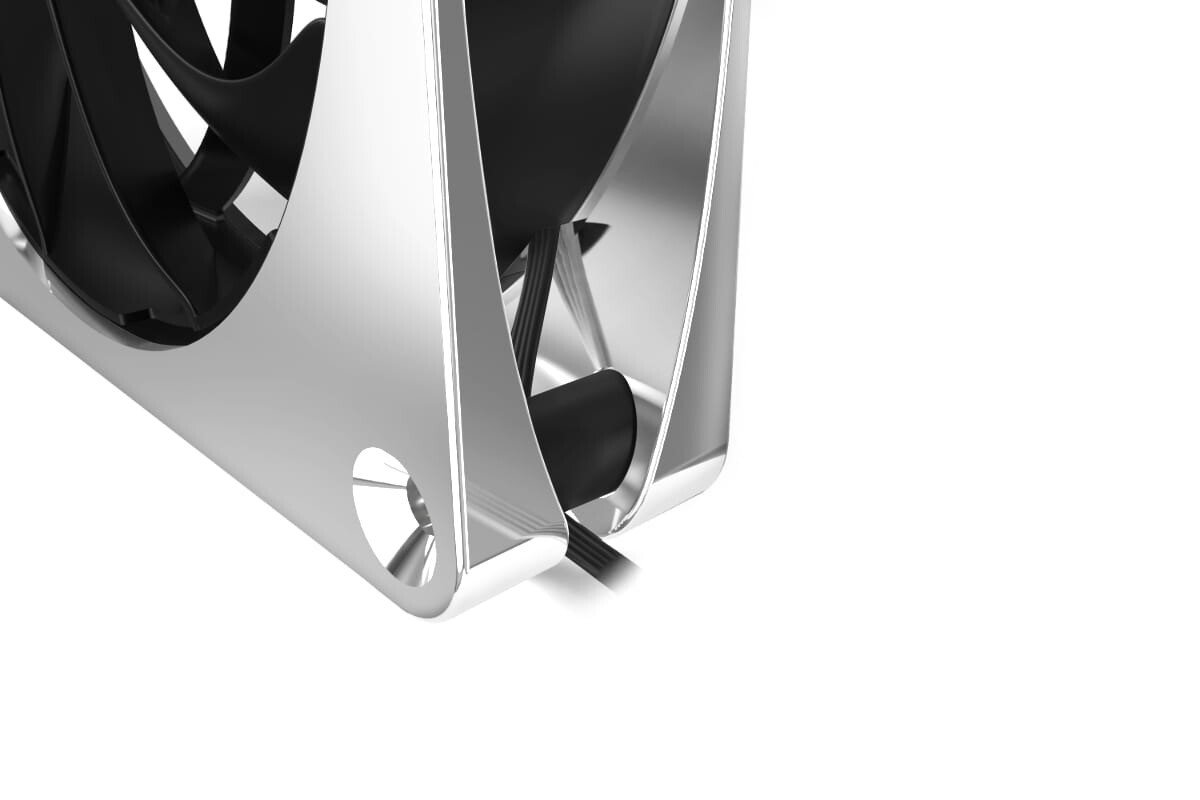 Alphacool Apex Stealth Metal Fan, 2000 RPM, Chrome, 2-pack