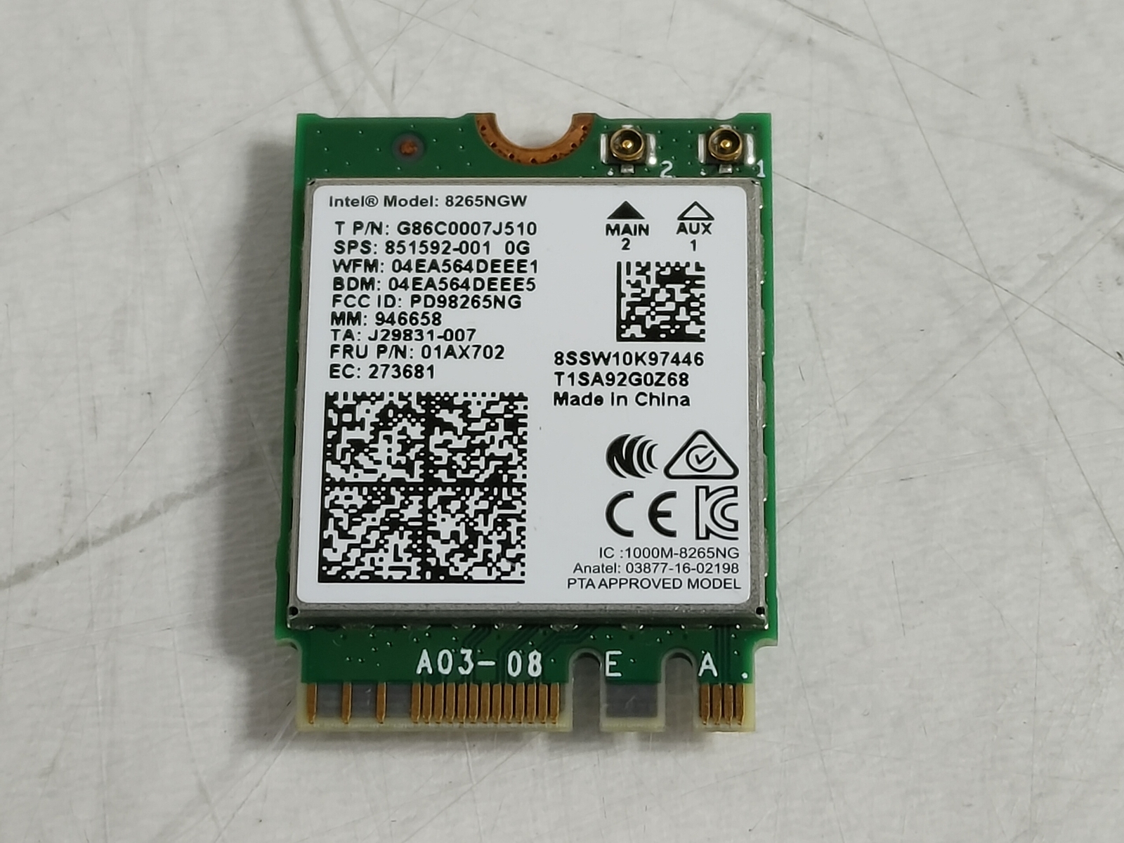 Lenovo 01AX702 Wireless AC-8265NGW 802.11ac M.2 WiFi + Bluetooth