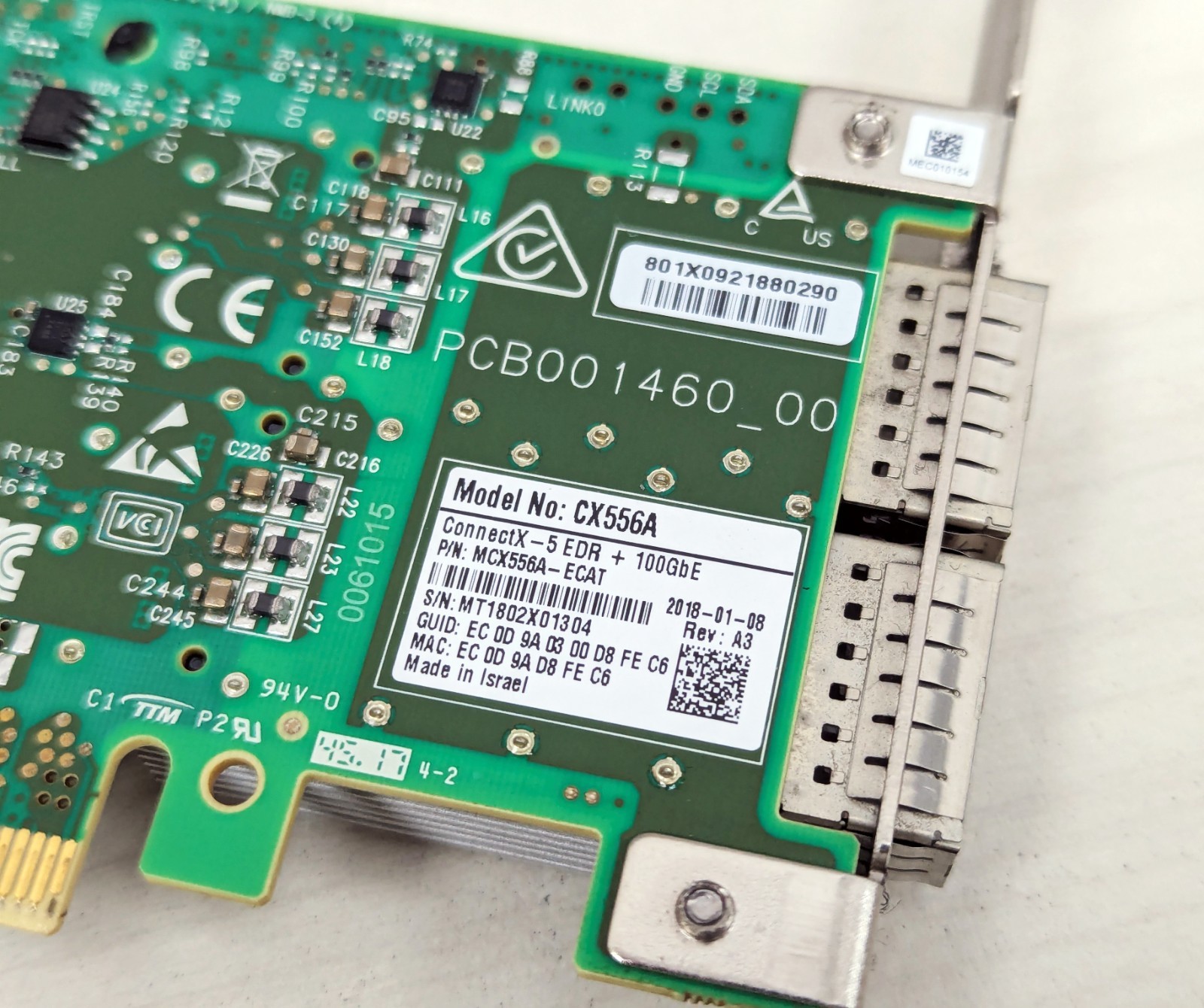 Mellanox CX556A ConnectX-5 EDR + 100GbE MCX556A-ECAT VPI Network Adapter Card