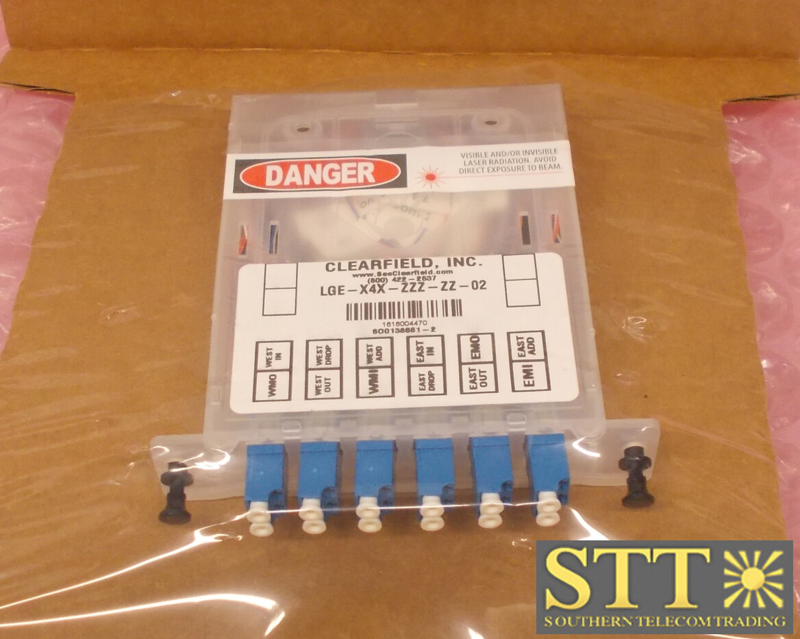 LGE-X4X-ZZZ-ZZ-02 CLEARFIELD OPTICAL FIBER CASSETTE XPAC 6 DUAL LC SM NEW