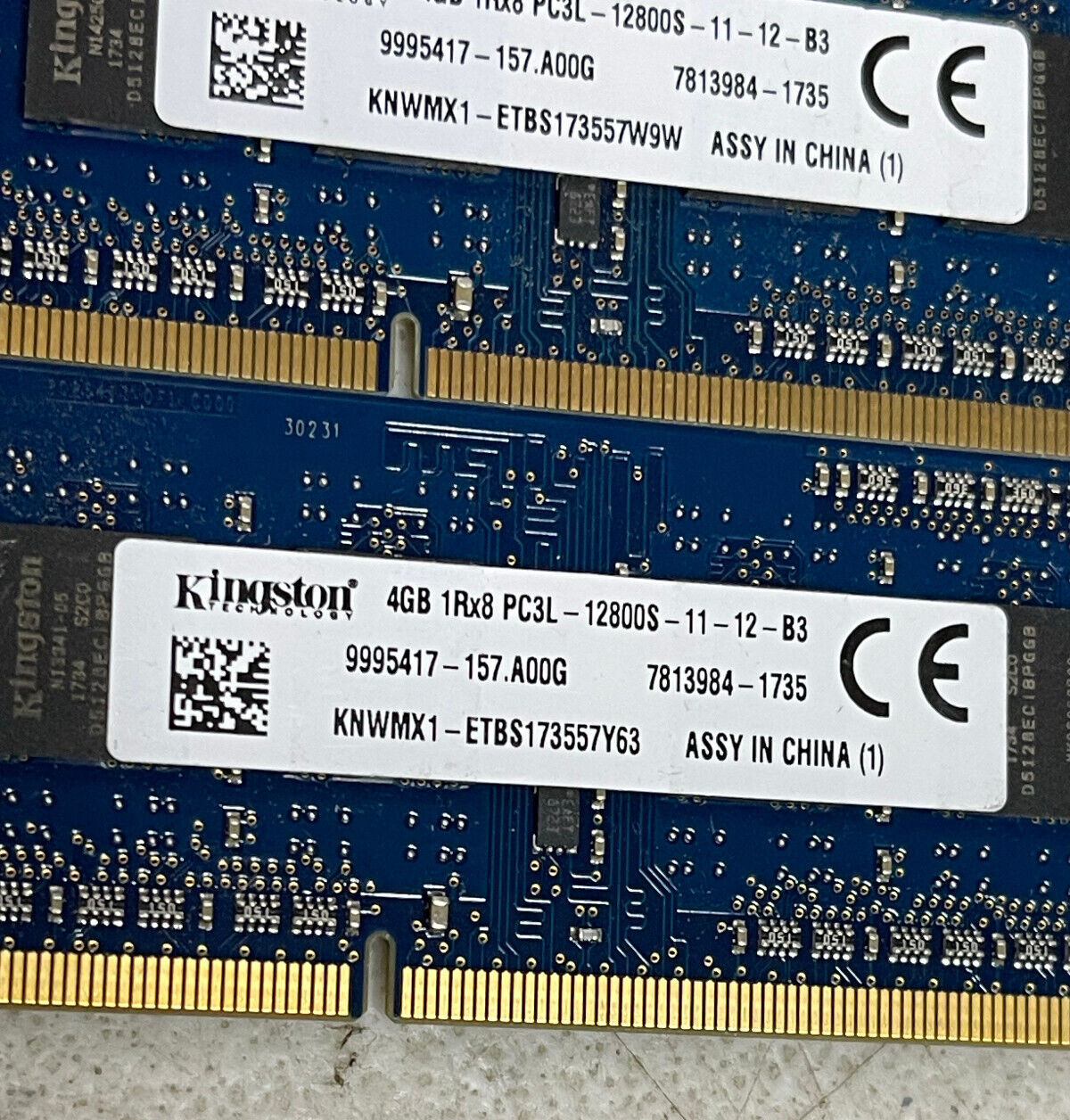 Kingston 4GB 1Rx8 PC3L-12800S | 9995417 | Lot of 2