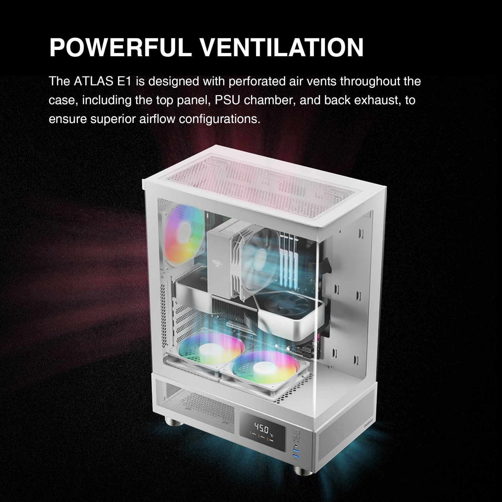GAMDIAS White ATX Mid Tower Computer Case with Tempered Glass, Gaming
