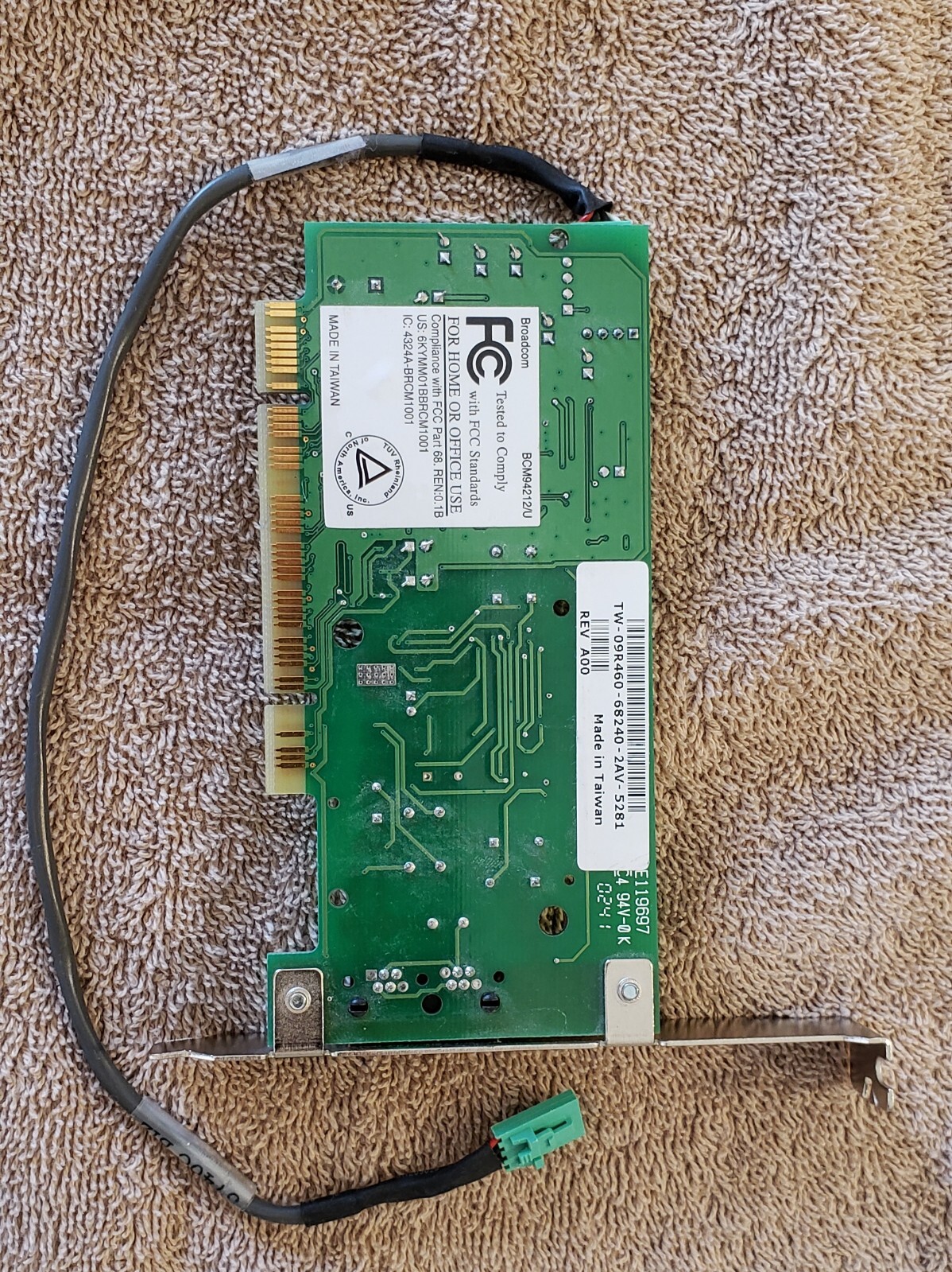 Broadcom 56k V.92 Internal Data/Fax Modem PCI Card BCM94212/U + Cable