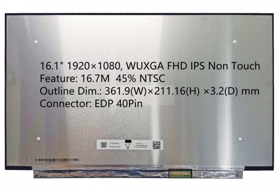 16.1″ 1920(RGB)×1080 WUXGA FHD IPS Non Touch LCD Screen EDP 40Pin N161HMA-GAK