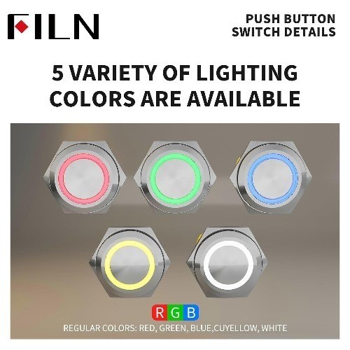 Blue LED Latching Pushbutton Switch 20 Amp 22mm High Current 110V Color: Blue