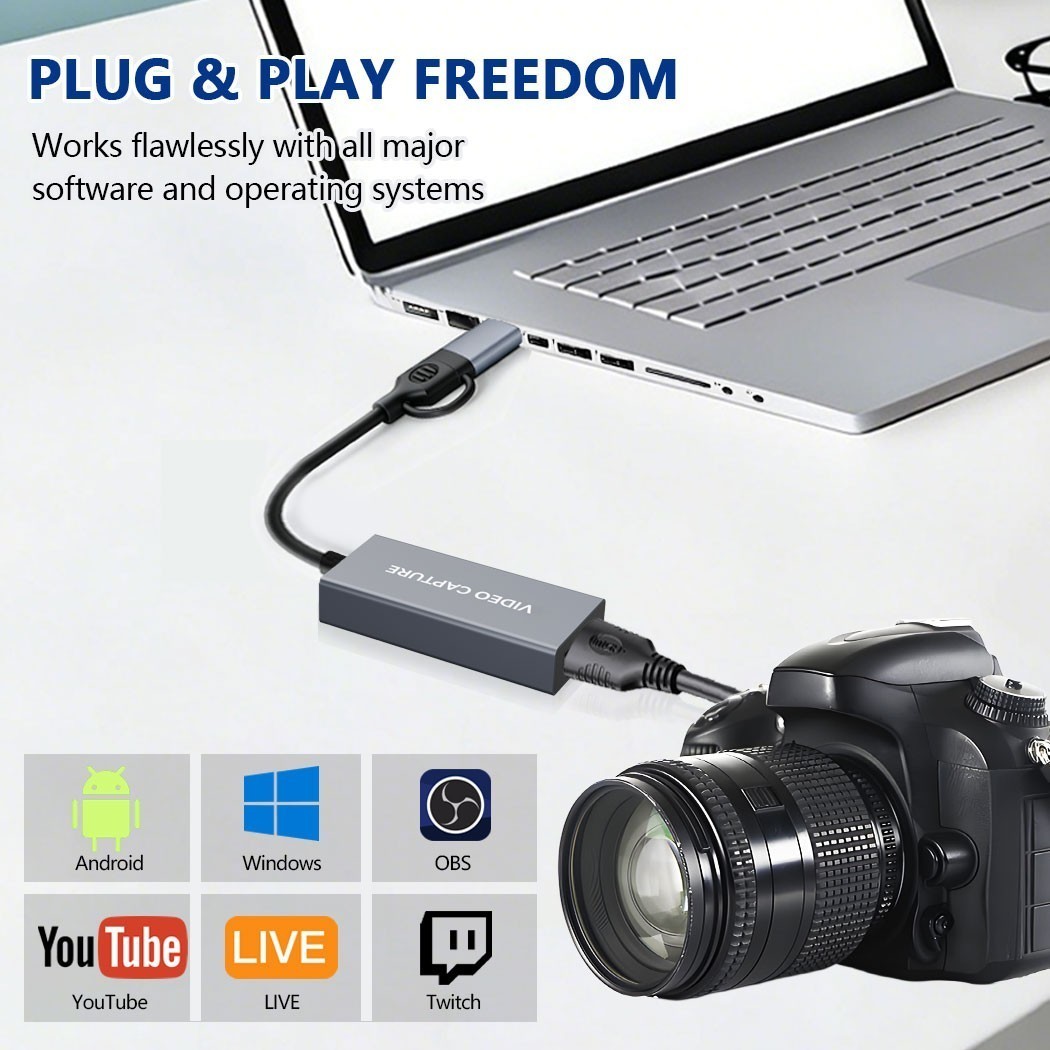 4K HDMI Video Capture Card 1080p60 USB 3.0 Type-C Game Capture for PS5/Xbox OBS