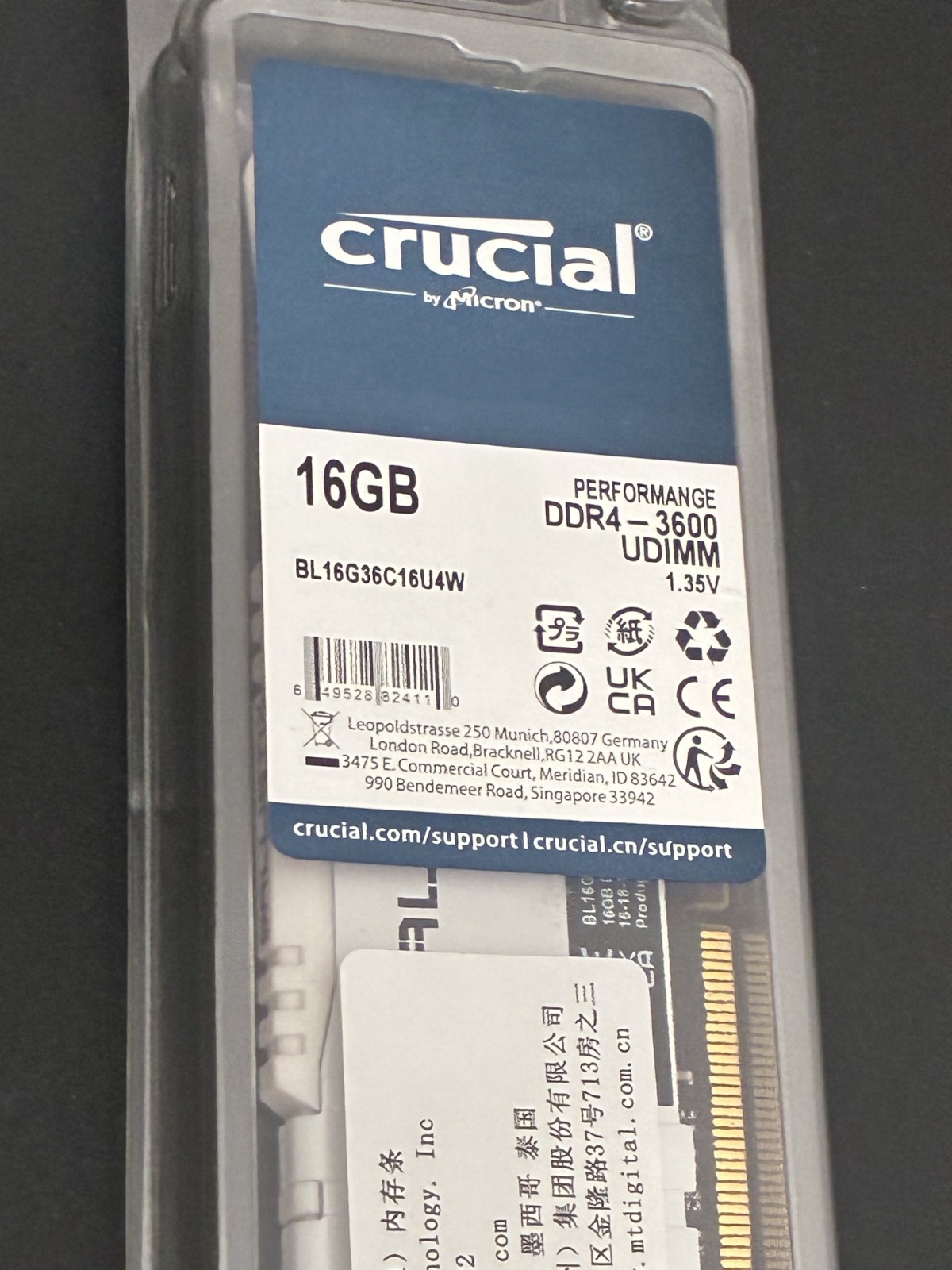 Crucial Ballistix 3600 DDR4 16GB DRAM Desktop Gaming Memory ( BL16G36C16U4W )