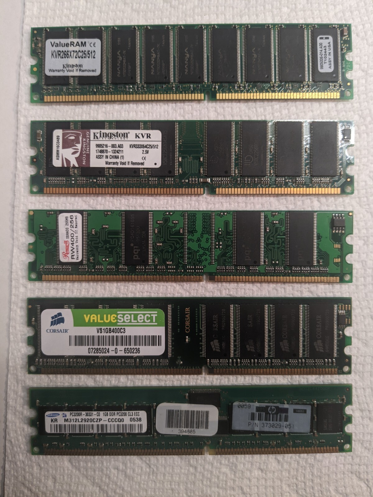 RAM 184pin DIMMs DOUBLE-Sided DDR PC2100 PC2700 PC3200 ECC 256MB 512MB 1GB