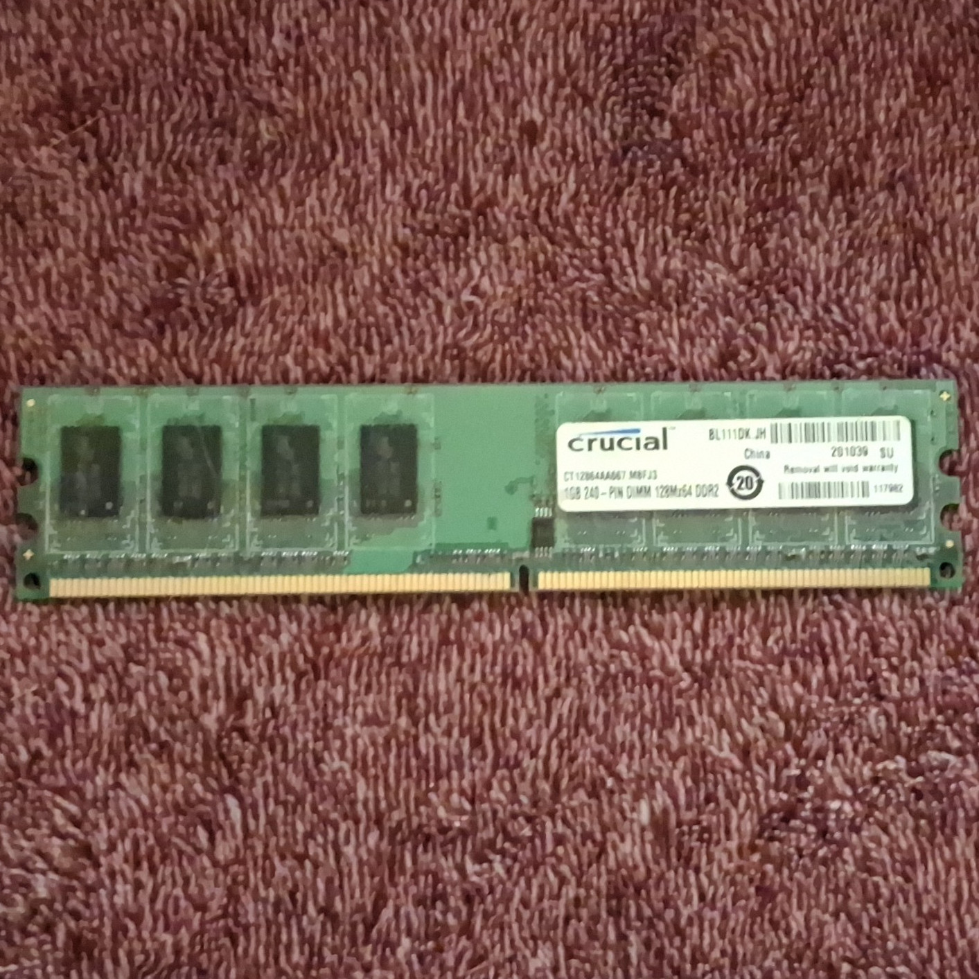 Crucial 1GB DDR2-667 RAM (1GB x 1) PC2-5300U 240-Pin CT12864AA667