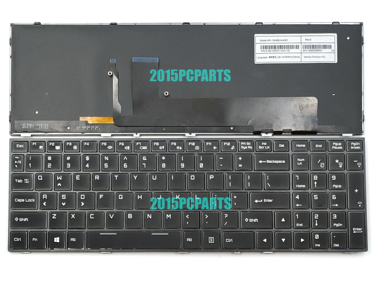 New Clevo Sager NP8155 NP8156 NP8157 Keyboard US Colorful Backlit