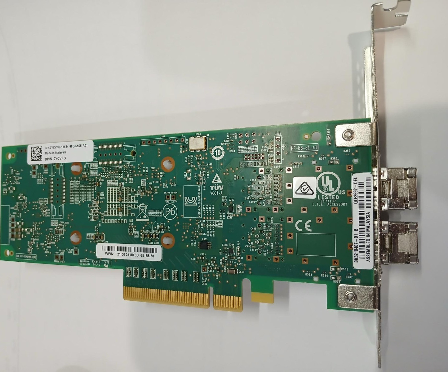0YCVFG YCVFG Dell Qlogic QLE2692 Dual Port 16GB Fibre Channel HBA W/ SFPs