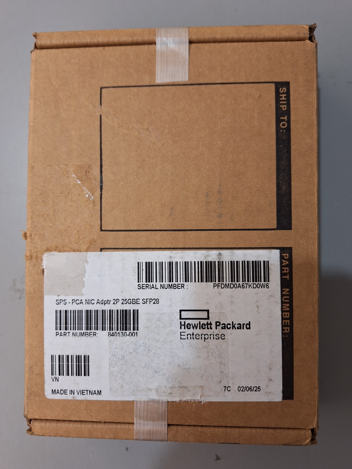 840130-001 817718-B21 HPE Ethernet 10/25Gb 2port 631SFP28 adapter New W/2 SFPs