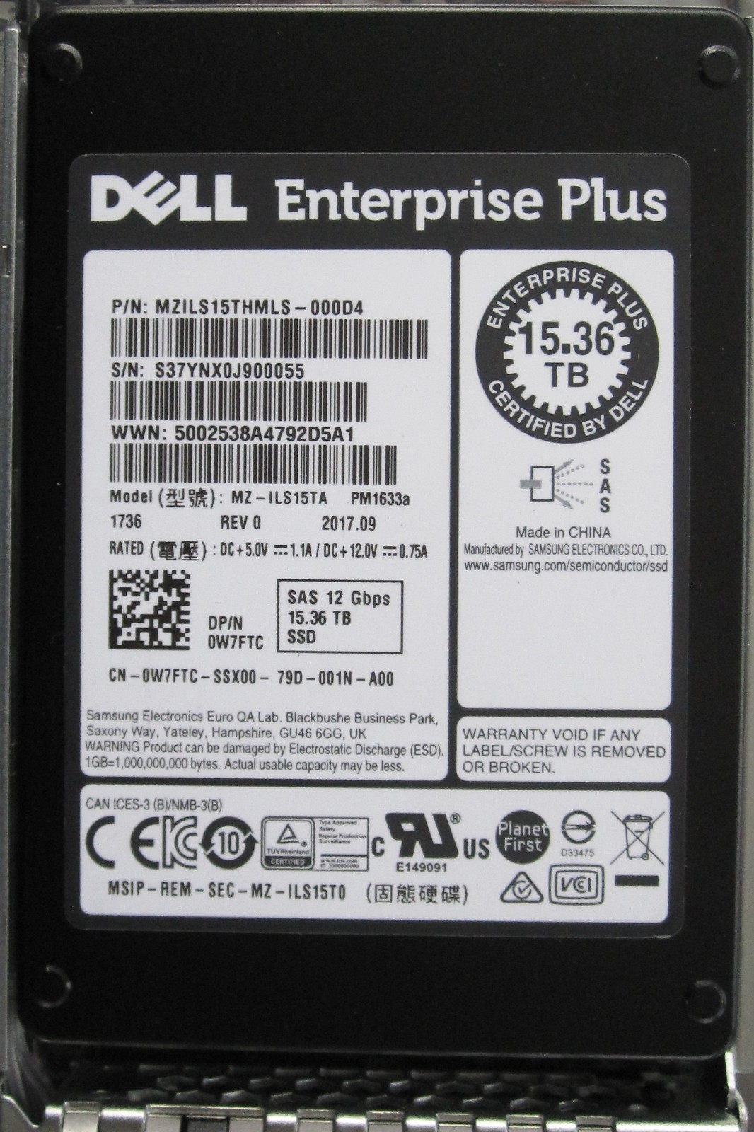 Dell 15.36Tb 12Gbps SAS SSD