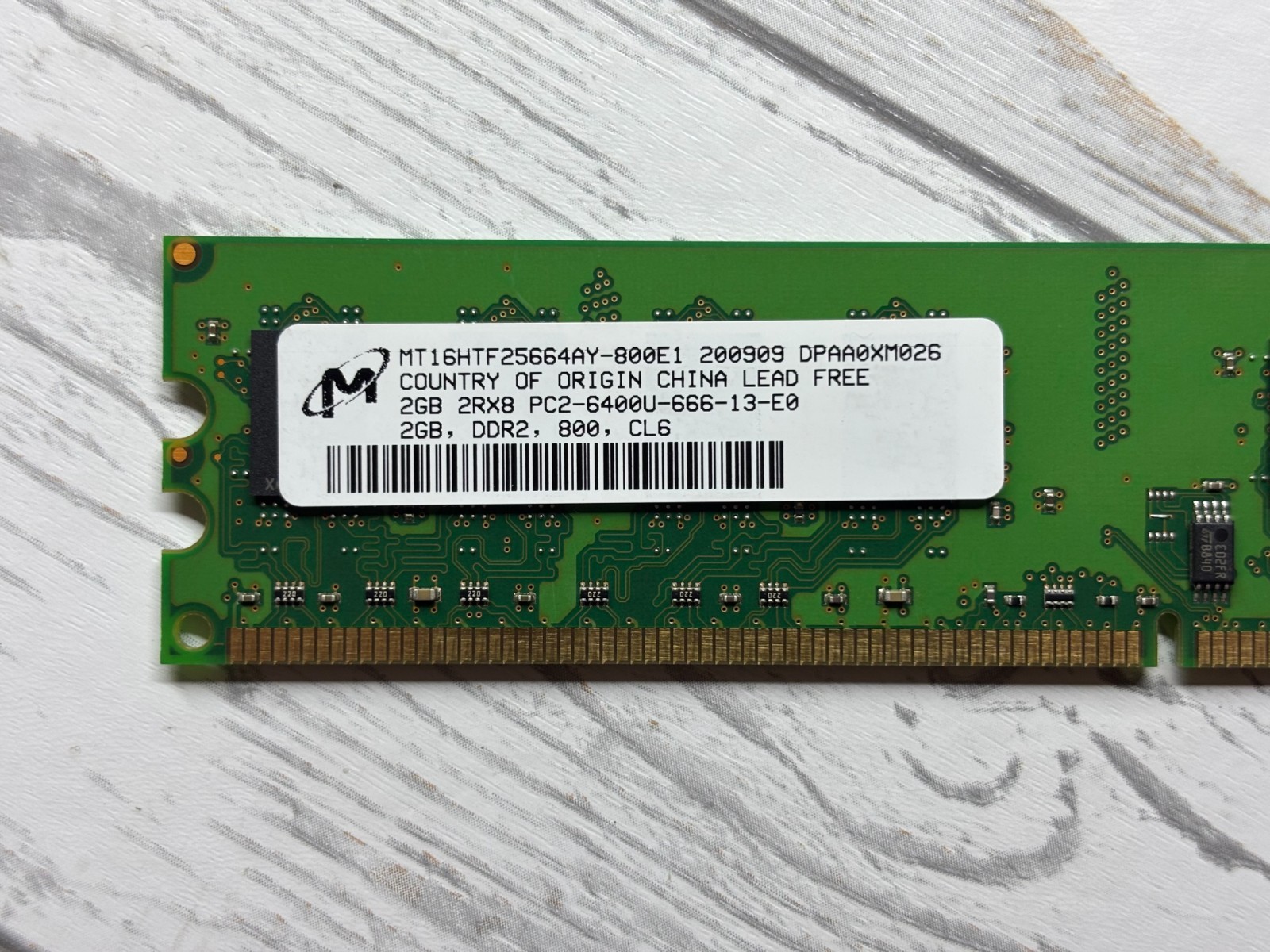 Micron 2GB 2Rx8 DDR2 800 PC2-6400 CL6 Desktop RAM MT16HTF25664AY-800E1 Tested
