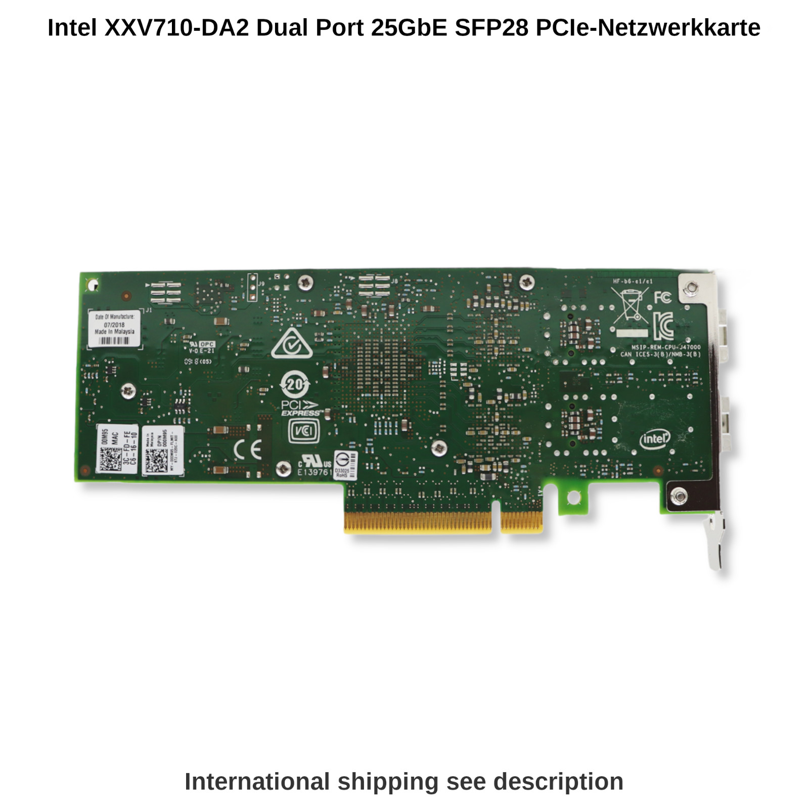 Intel XXV710-DA2 Dual Port 25GbE SFP28 00M95 PCIe Network Card
