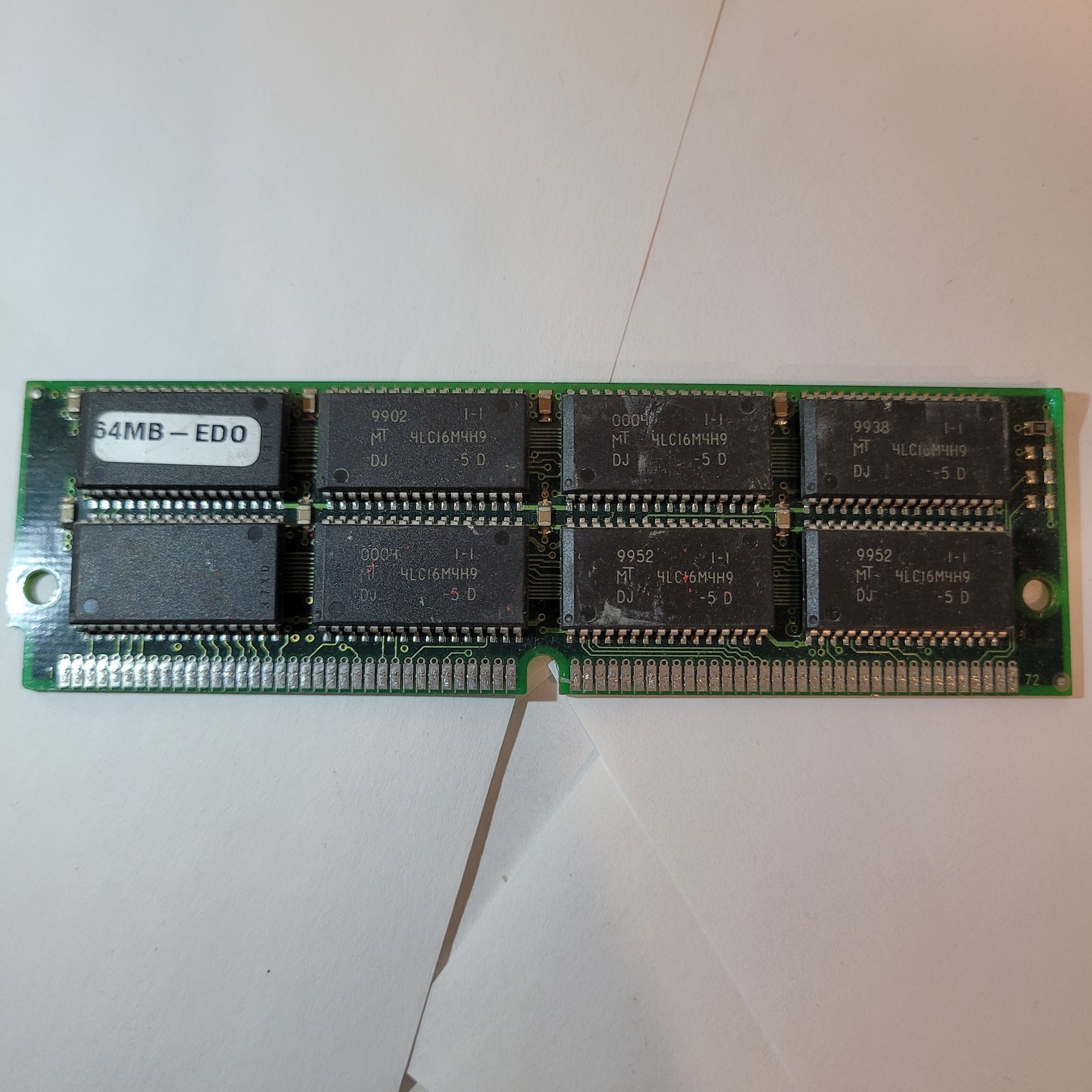 64MB EDO RAM 72-Pin SIMM Module Micron MT4LC16M4H9 Vintage Computer Memory