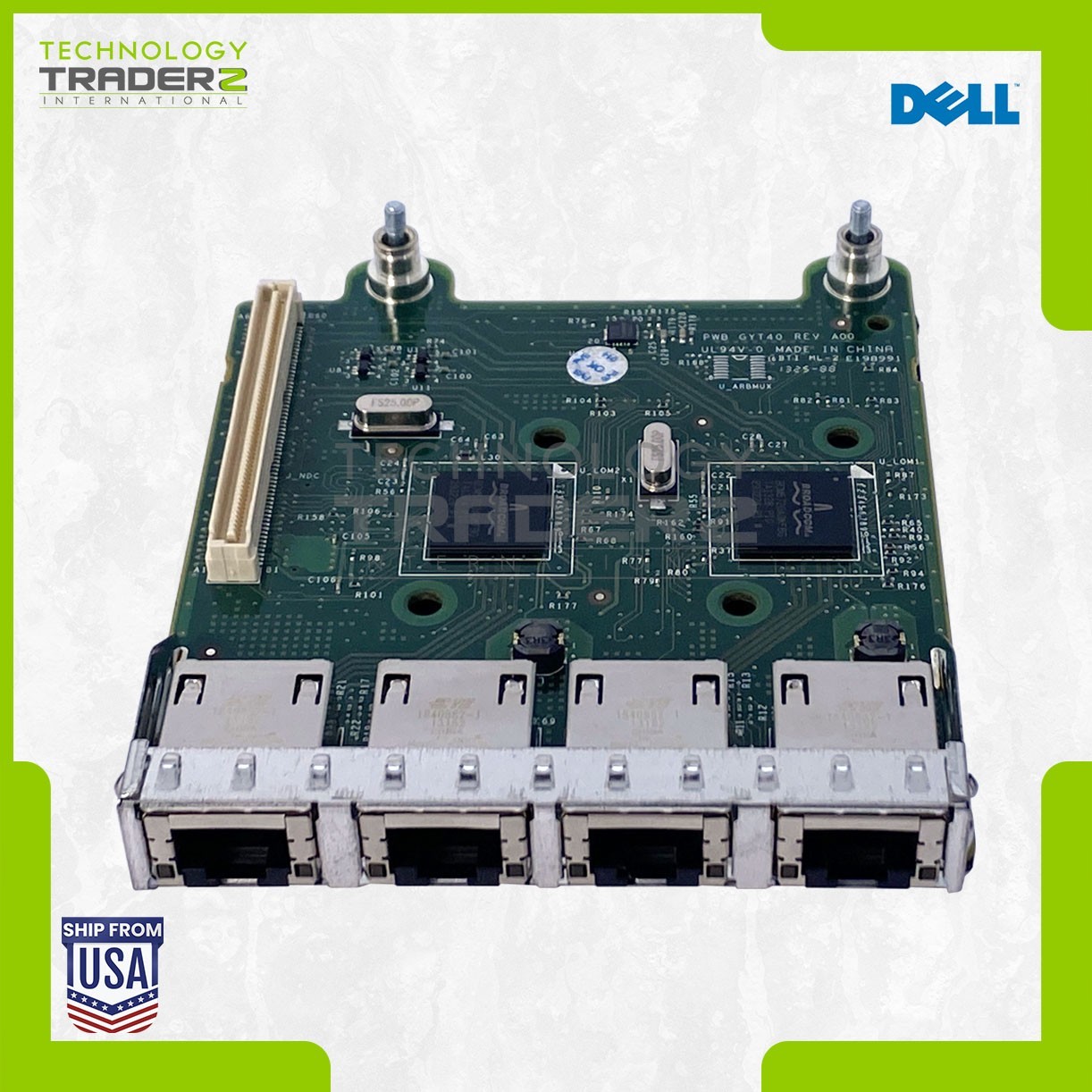 LOT OF 2 FM487 Dell Broadcom 5720 4-Ports 1000Base-T 1Gbps PCI-E Daughter Card
